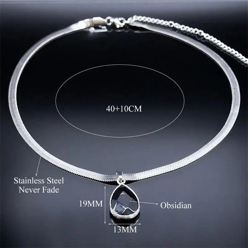 Japanese Brand × Vintage Gothic Water Drop Black Obsidian Necklace Size ONE SIZE - 2 Thumbnail