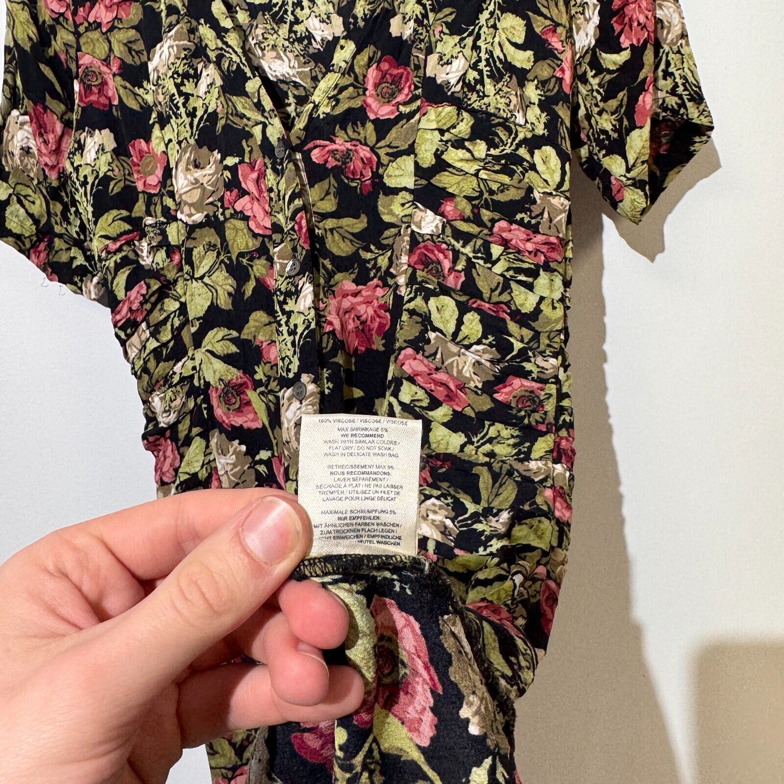Ganni × Vintage Ganni Green Black Viscose Dress Size S Floral Pattern 90s Size S / US 4 / IT 40 - 13 Thumbnail