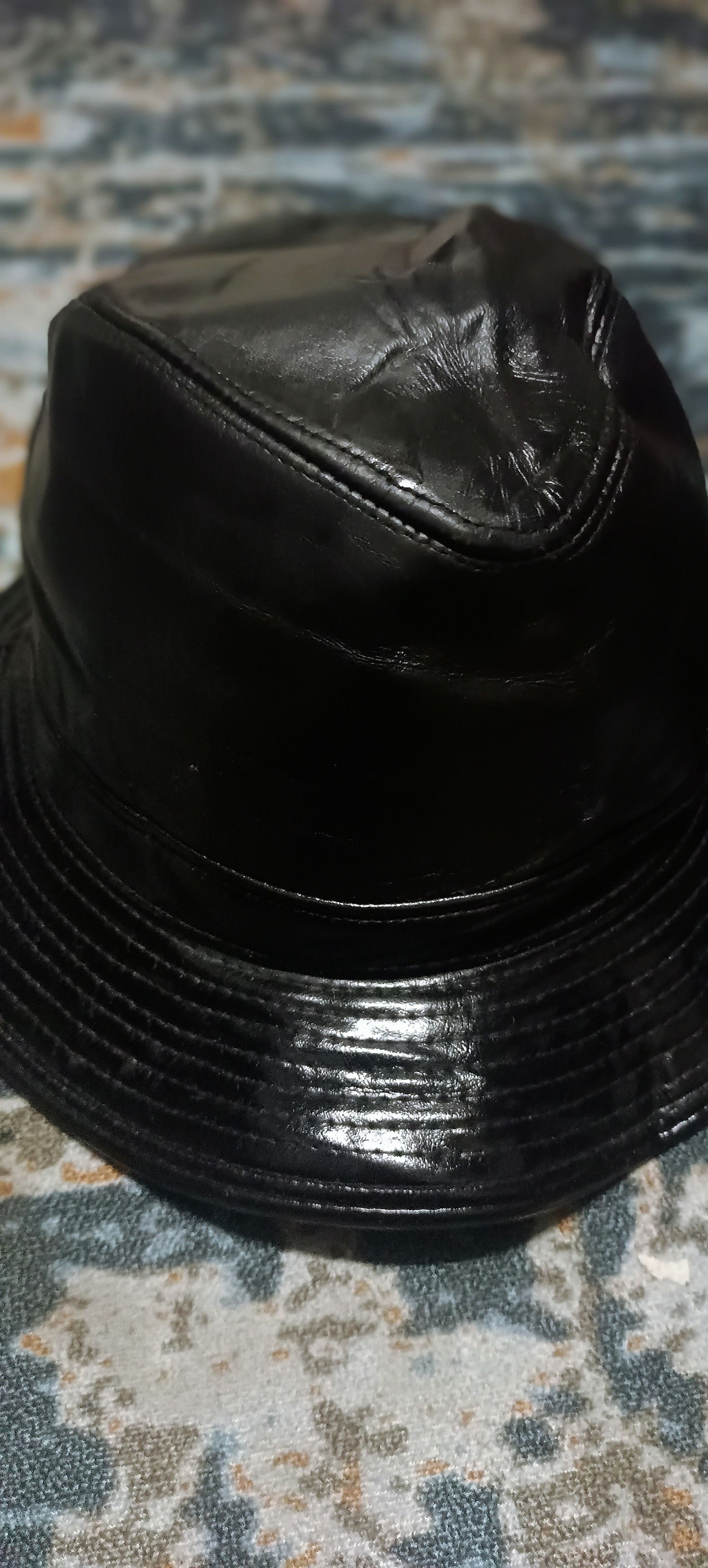 Leather Vintage Bucket Hat New York leather Made In Usa Size ONE SIZE - 3 Thumbnail