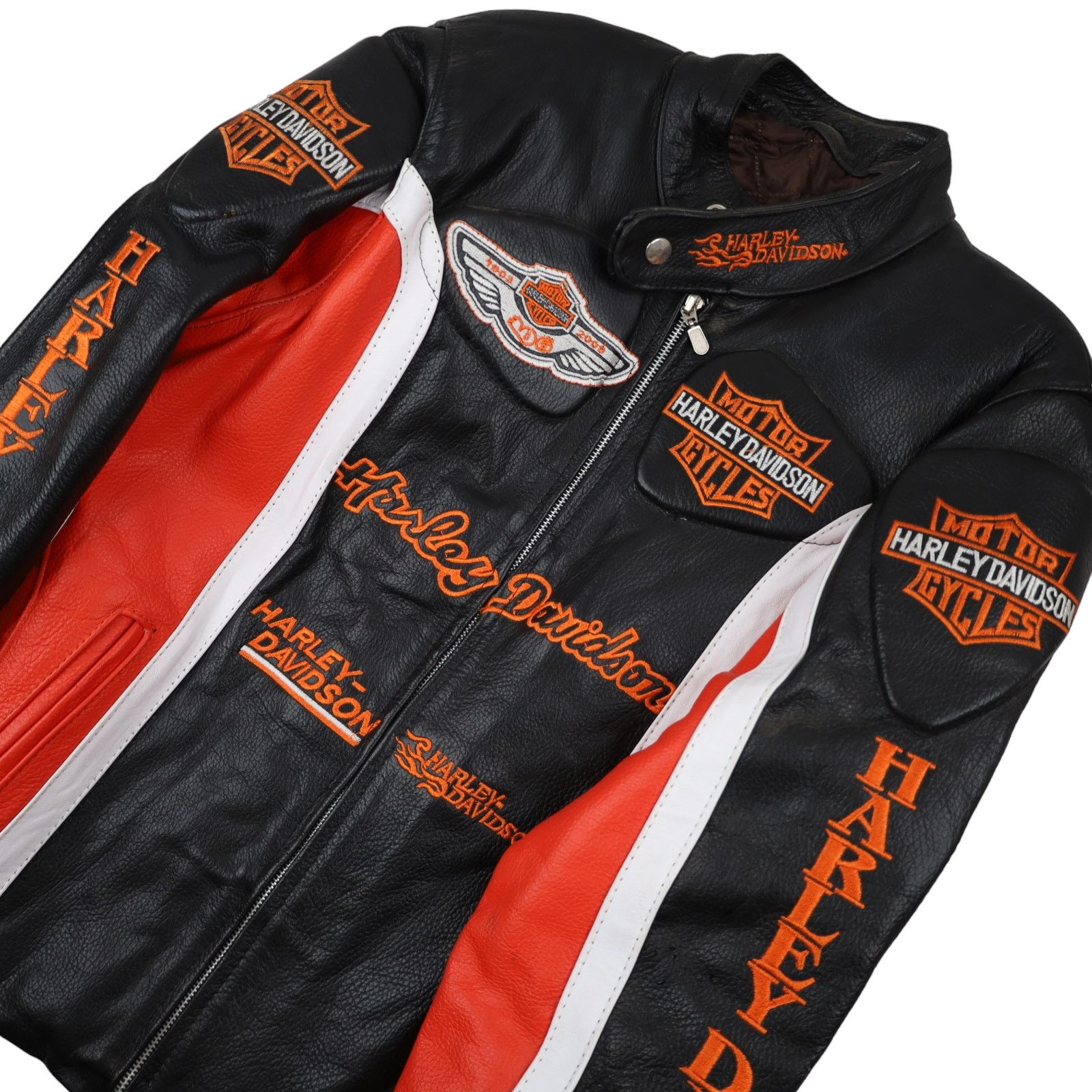 Harley Davidson × Vintage Vintage Harley Davidson Heavily Branded Leather Ridin Jacket Size L / US 10 / IT 46 - 2 Thumbnail