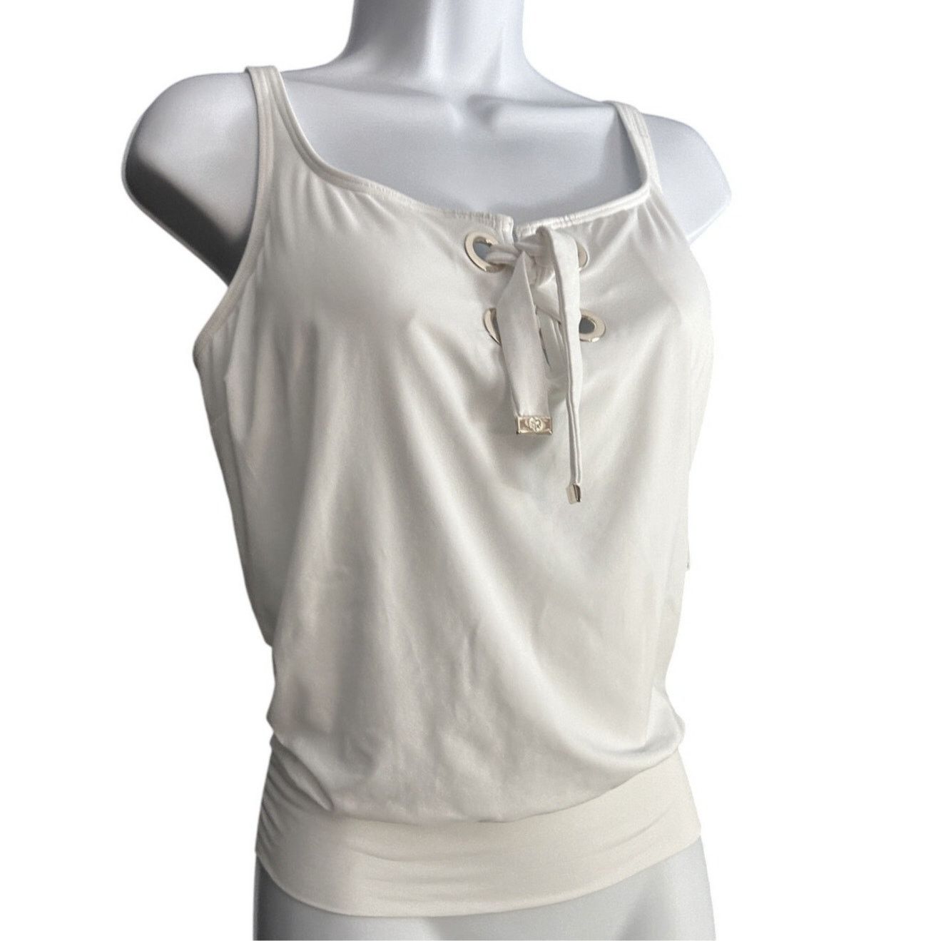 Michael Kors Michael Kors Tankini Swim Top Size M, White, Gold Grommets Size M / US 6-8 / IT 42-44 - 3 Thumbnail