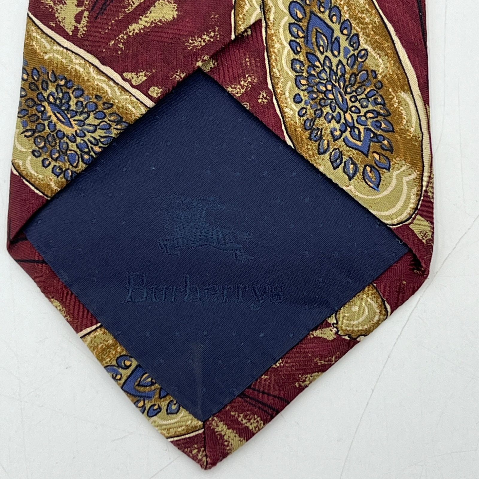 Burberry Silk Tie Burgundy Red Paisley Printed
