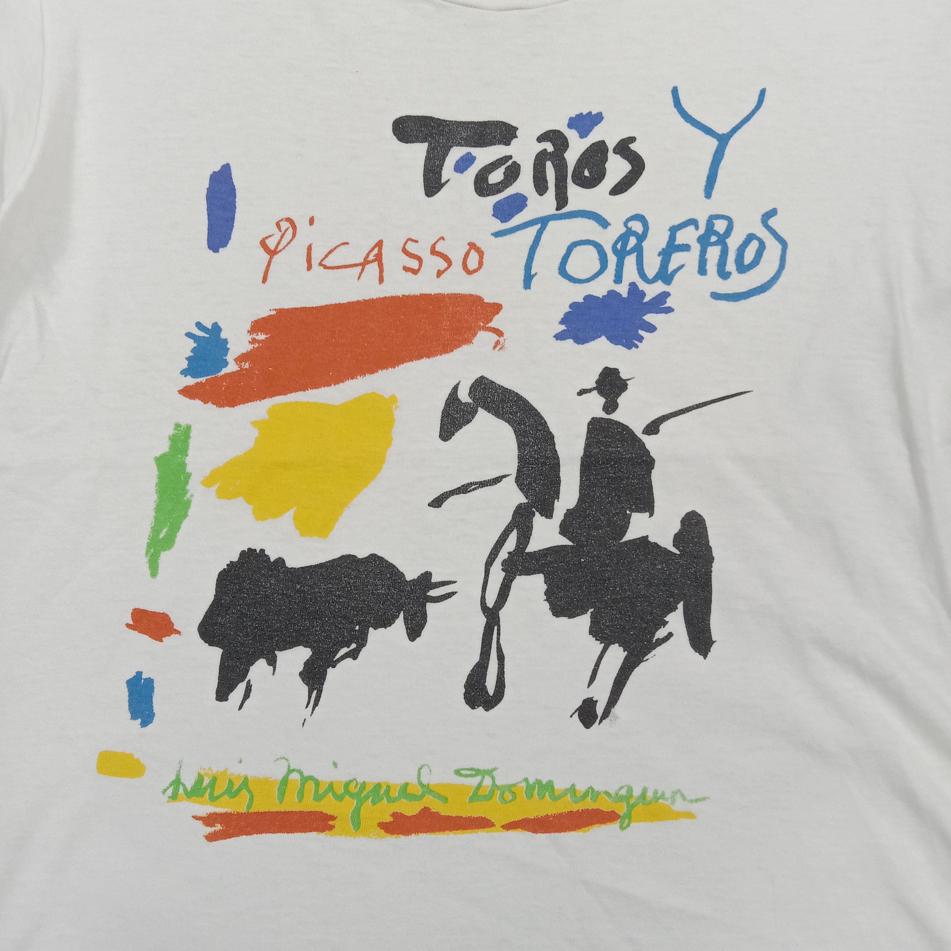 Arts & Science 90's Picasso Toros Y Torres Bullfighting Art Tshirt C294N32 Size US M / EU 48-50 / 2 - 2 Thumbnail