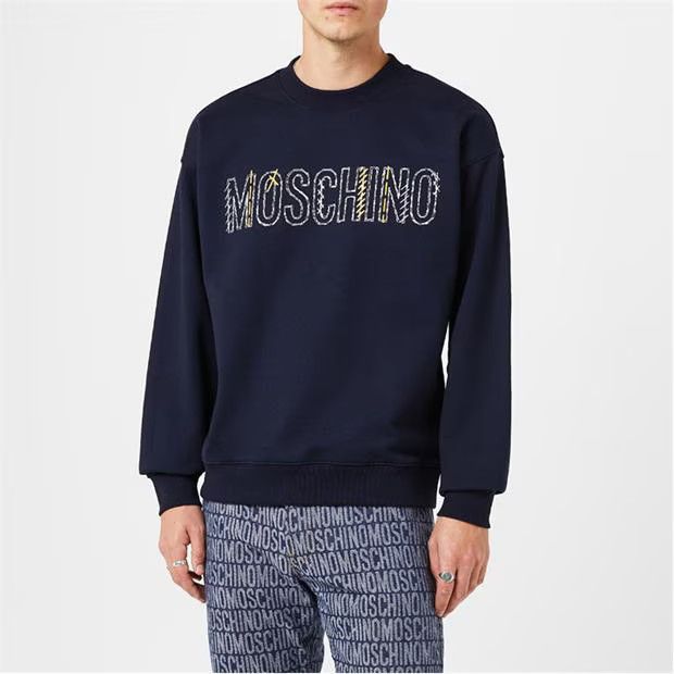 Moschino o1y0225 Logo Crewneck Sweatshirt in Midnight Blue Size US M / EU 48-50 / 2 - 3 Thumbnail