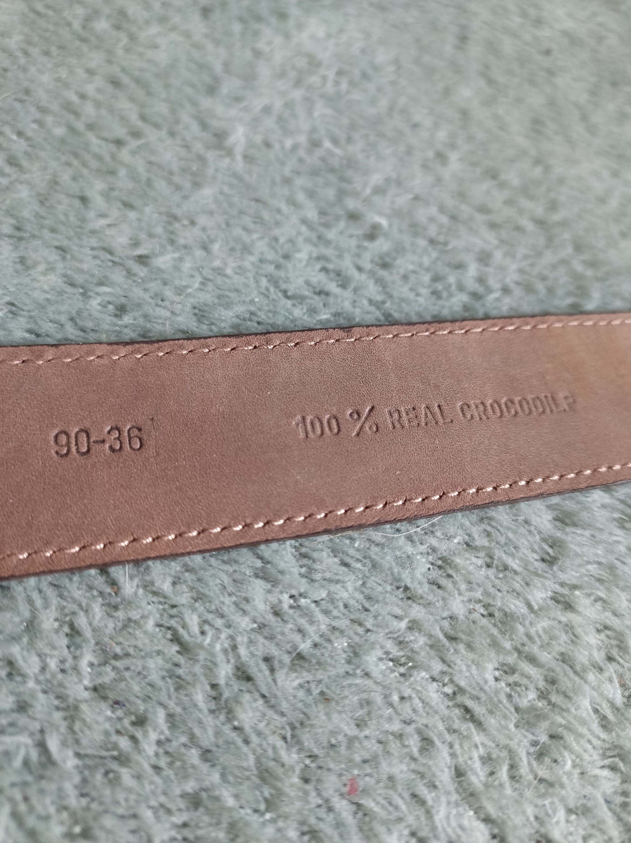 Designer Saint Phil Zurich Genuine Crocodile Leather Swiss Belt 90/36 Size 36 - 6 Thumbnail