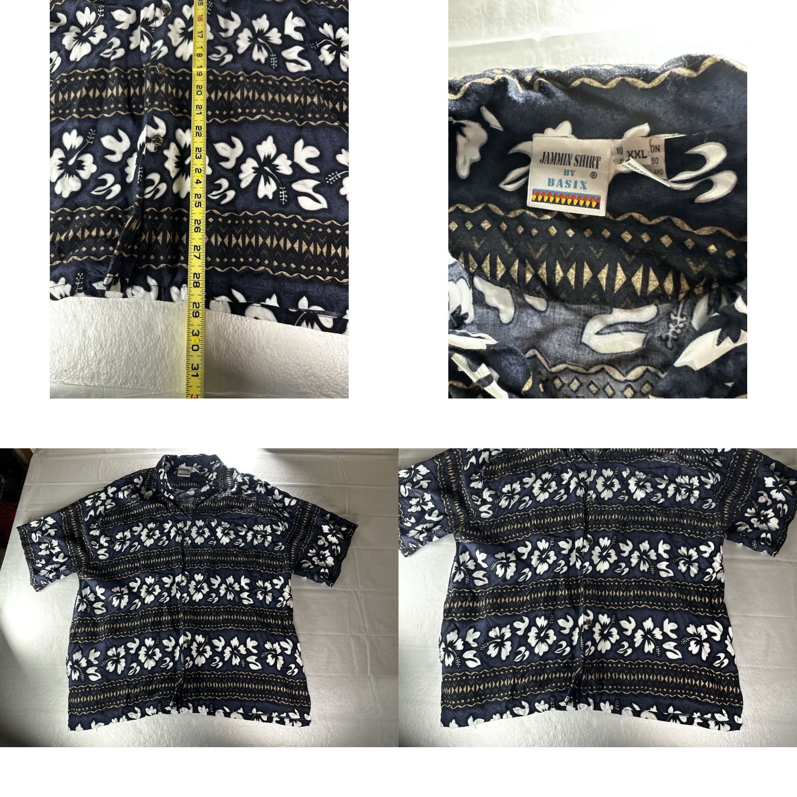 Vintage Basix Jammin Hawaiian Shirt Mens 2XL Blue Floral Short Sleeve Button-Up Casual Travel Hawaii Beach Flower Tropical Mens Size US XXL / EU 58 / 5 - 8 Thumbnail