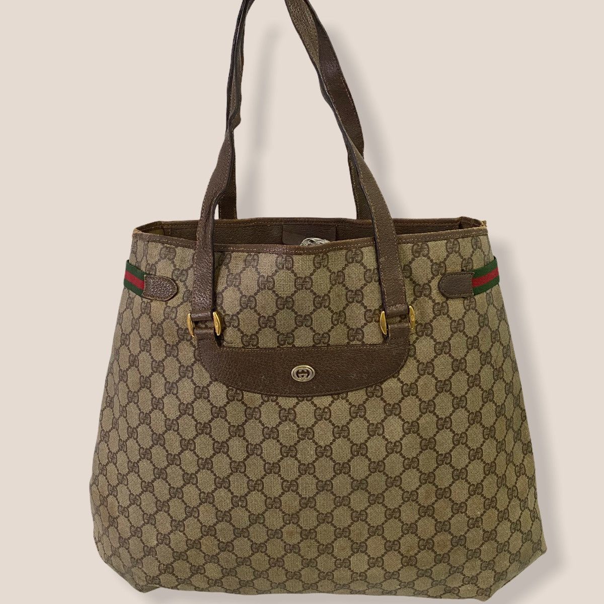 Gucci ‼️YES‼️ AUTHENTIC GUCCI WEB SHERRY LINE SHOPPING TOTE BAG Size ONE SIZE - 1 Thumbnail