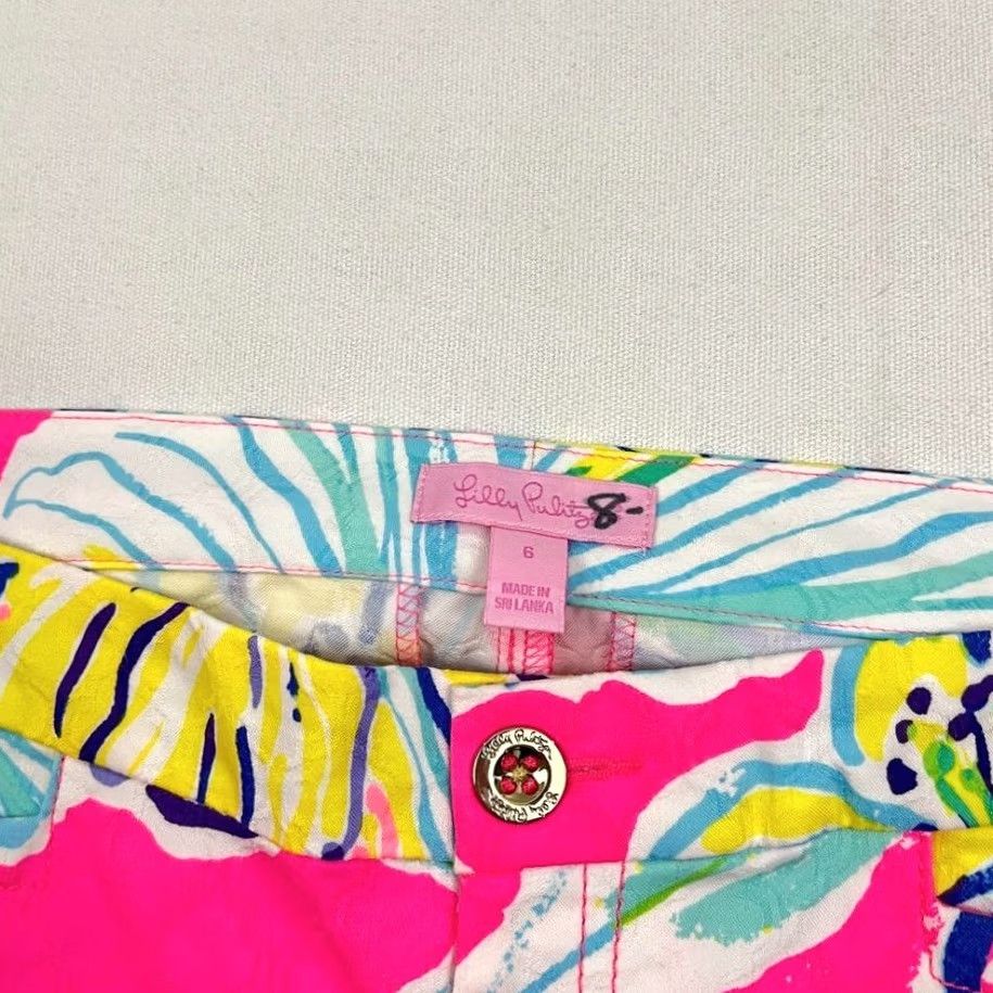 Lilly Pulitzer VINTAGE Lilly Pulitzer Kelly Ankle Pants Sz 8 W30 I28 Pink Floral Preppy Beach Womens Size 30" / US 8 / IT 44 - 2 Thumbnail