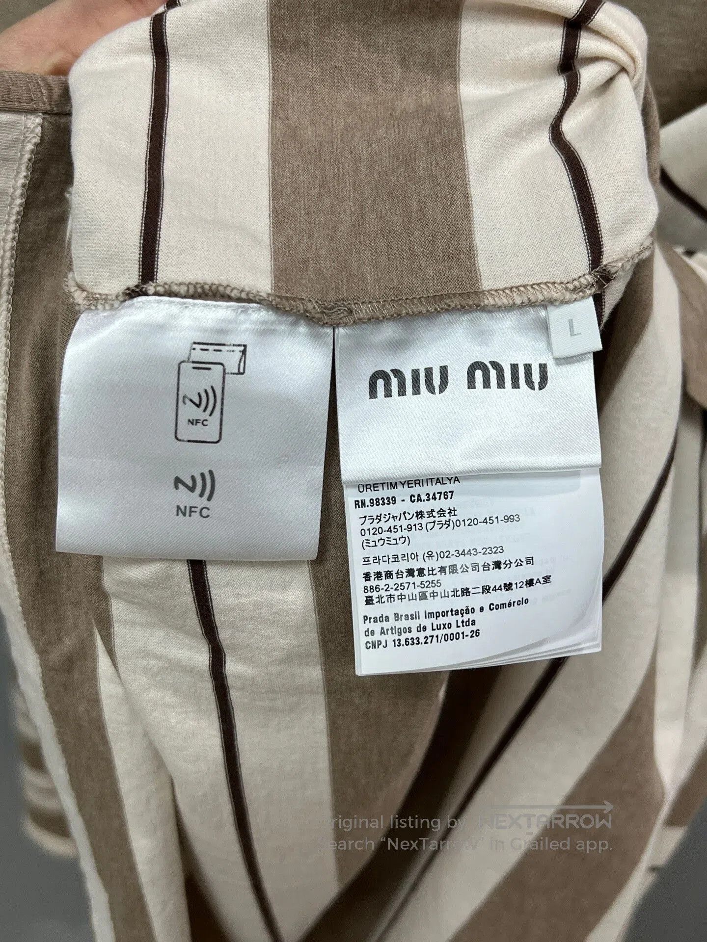 Miu Miu striped long sleeve polo by miu miu. Size L / US 10 / IT 46 - 4 Thumbnail