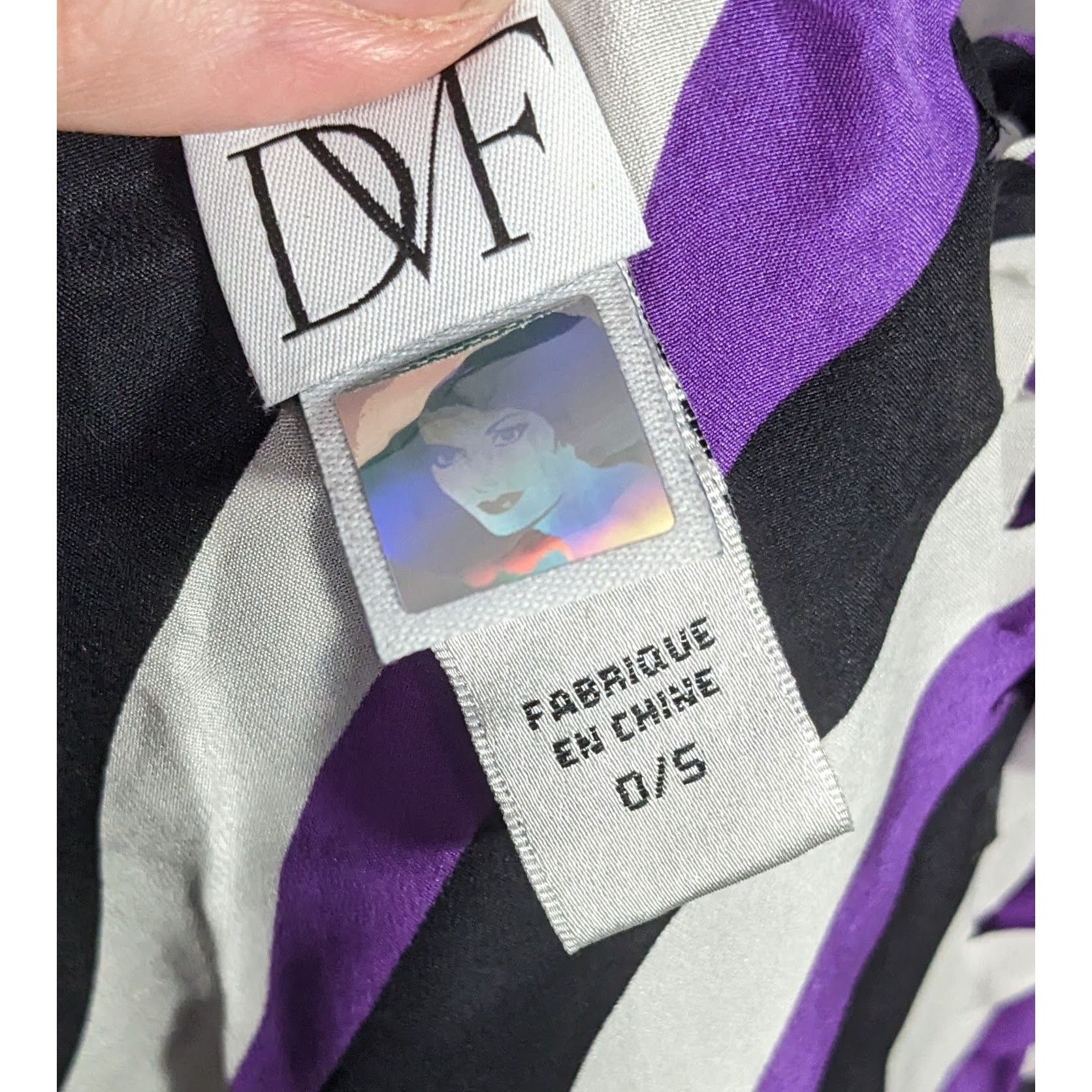 Diane von Furstenberg Vintage Diane Von Furstenberg Purple Stripe Silk Fringe Scar Size ONE SIZE - 5 Thumbnail