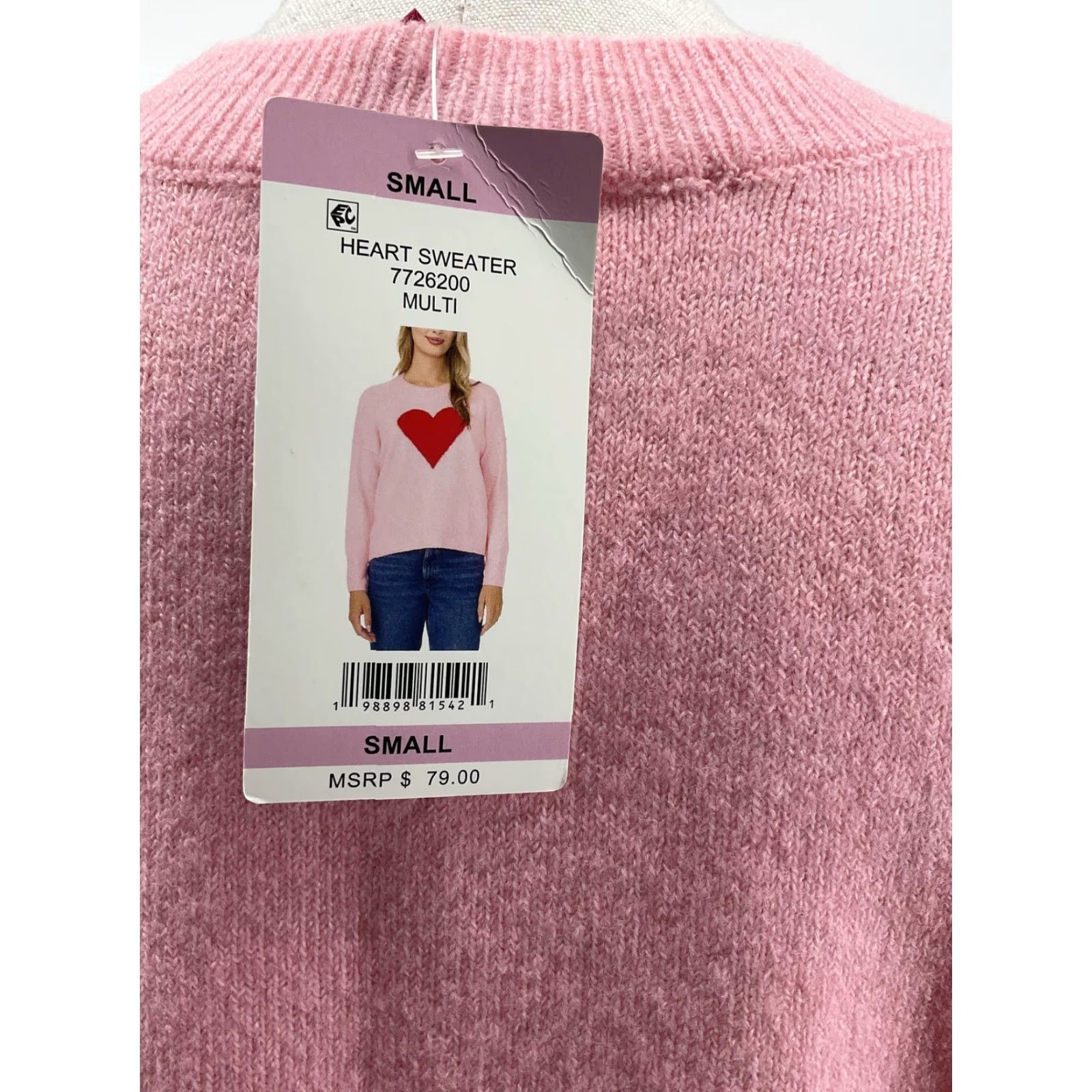 Vince Camuto Vince Camuto Sweater Pullover Womens S Pink Heart Graphic Crew Neck Knit Size S / US 4 / IT 40 - 3 Thumbnail