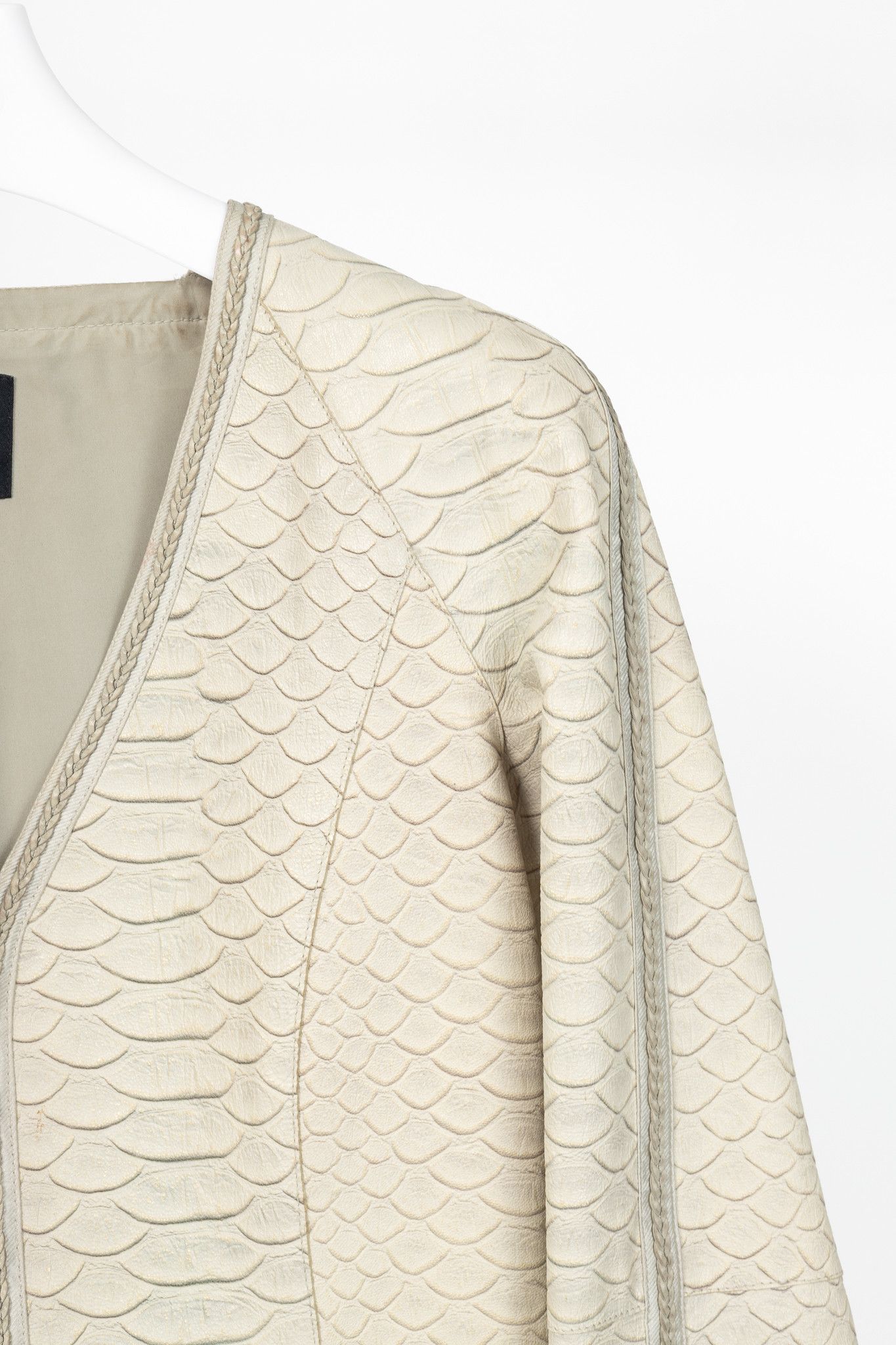 Giorgio Armani Giorgio Armani Beige Reptile-Embossed Leather Jacket Size M / US 6-8 / IT 42-44 - 5 Thumbnail