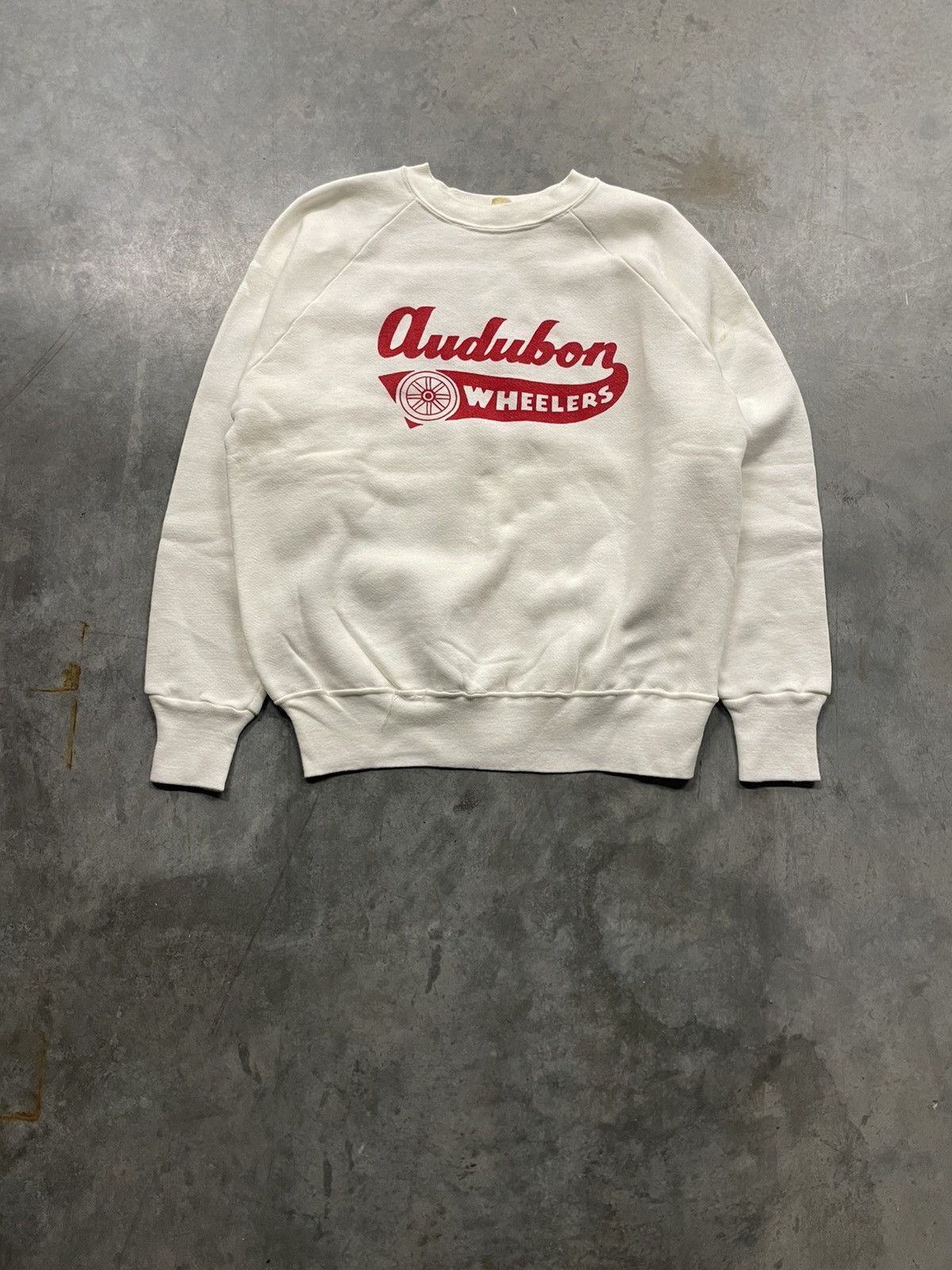 image of Vintage 60S Spring Foot Audubon Wheelers Crewneck in White, Men's (Size Large)