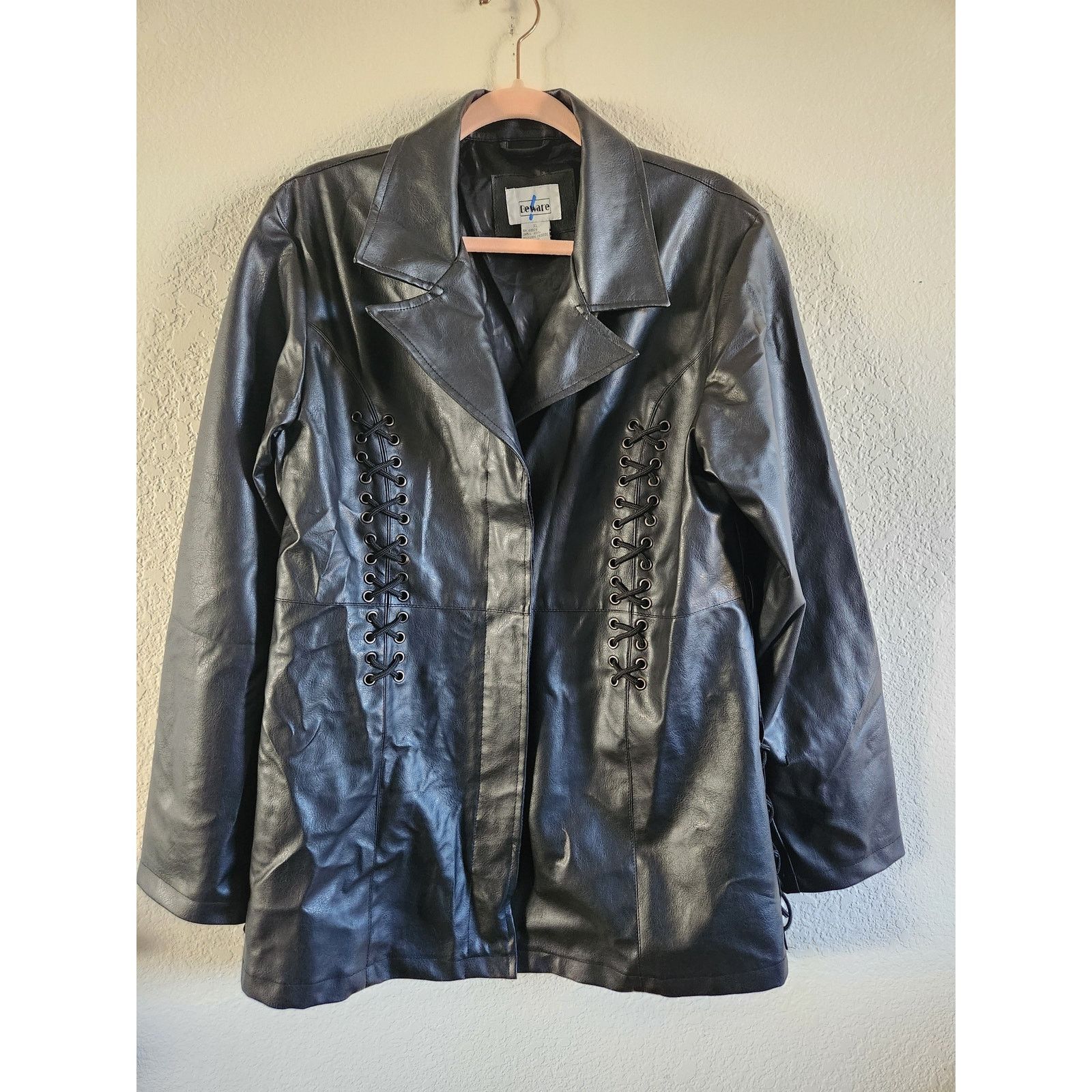 Other Beware Women's Faux Leather Lace-Up Long Jacket-XL Size XL / US 12-14 / IT 48-50 - 1 Thumbnail
