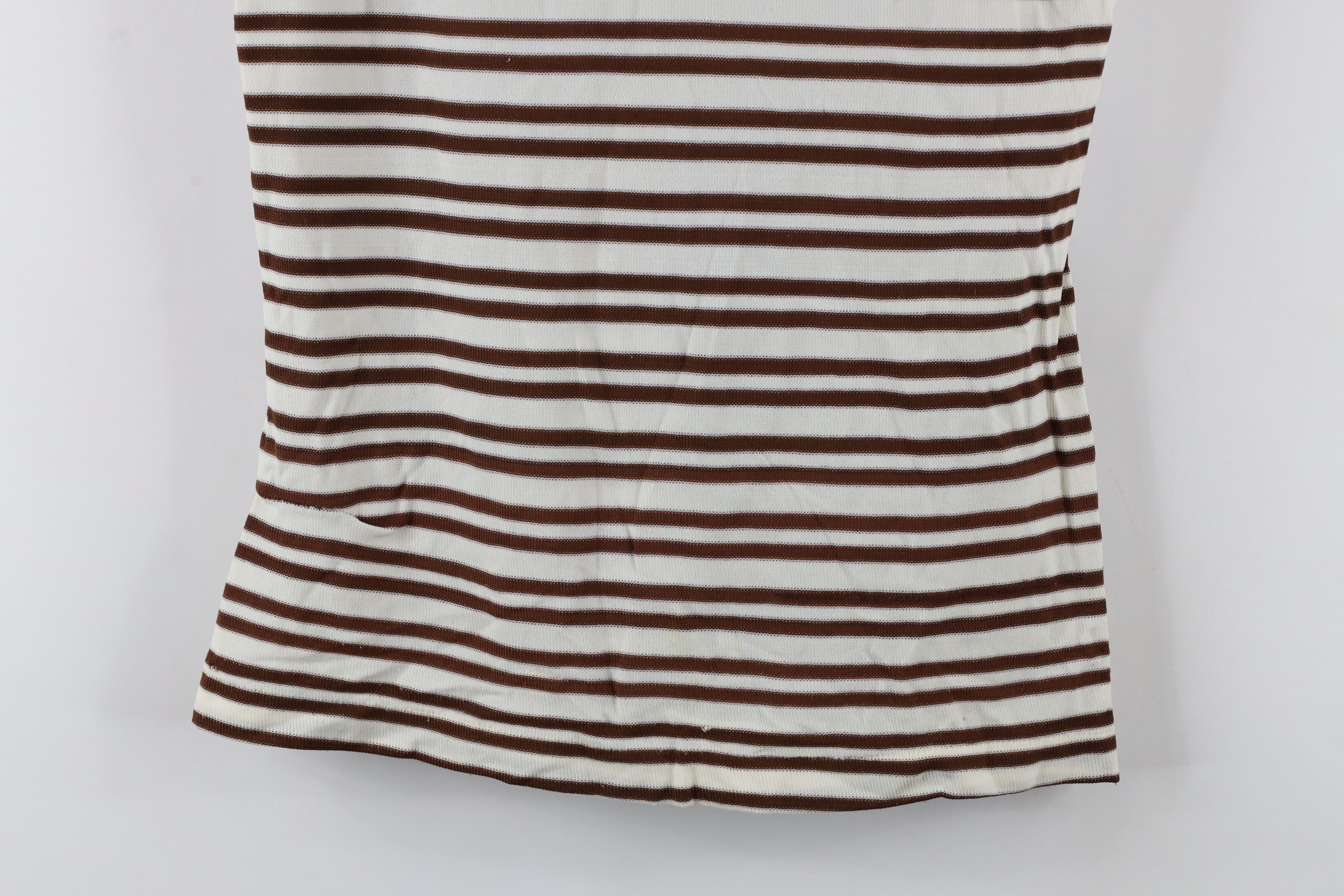 Vintage Vintage 70s Streetwear Knit Tank Top T-Shirt Brown White Size M / US 6-8 / IT 42-44 - 3 Thumbnail