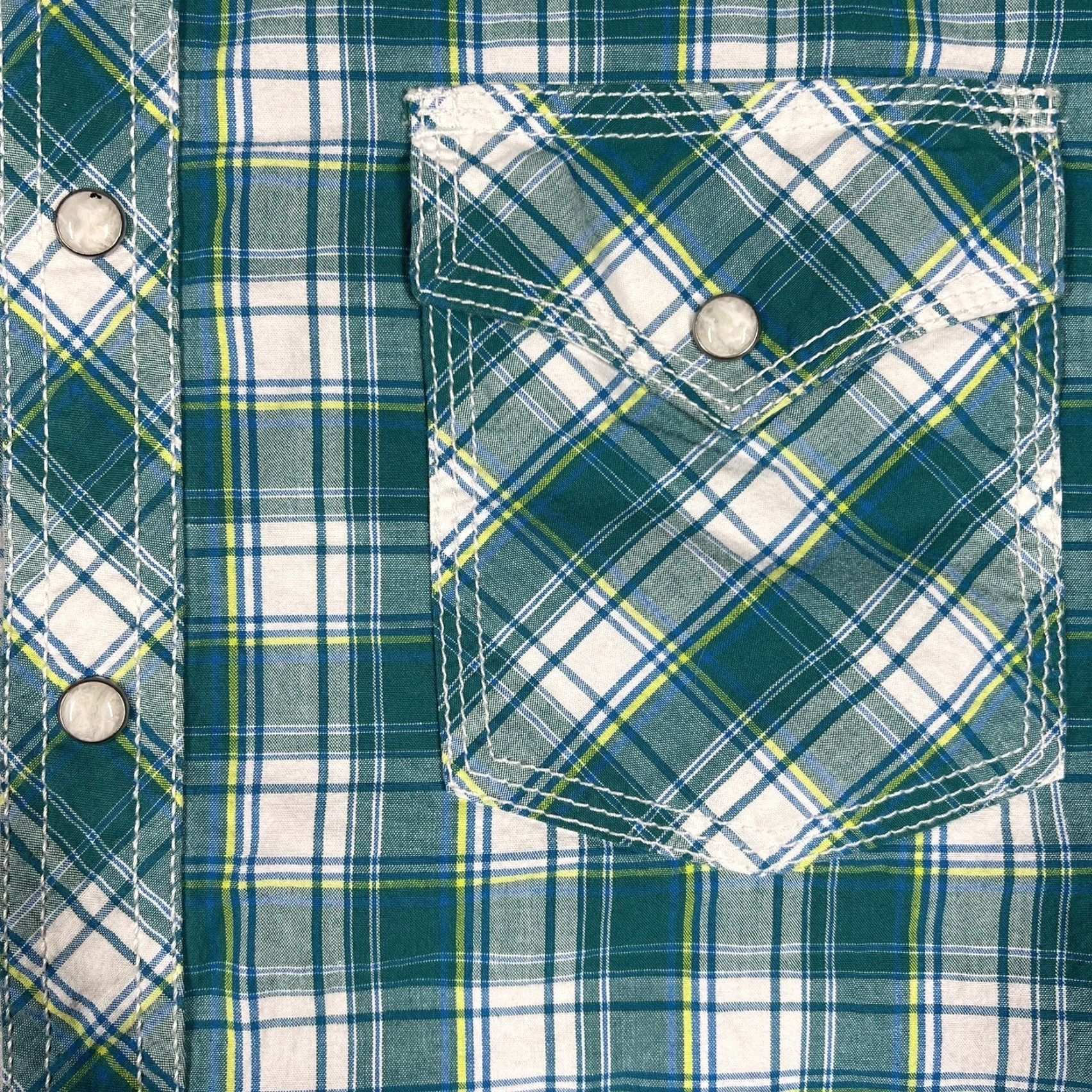 Wrangler Wrangler 20X Men's Small Pearl Snap Western Button-Up Shirt Teal Blue Plaid Size US S / EU 44-46 / 1 - 4 Thumbnail