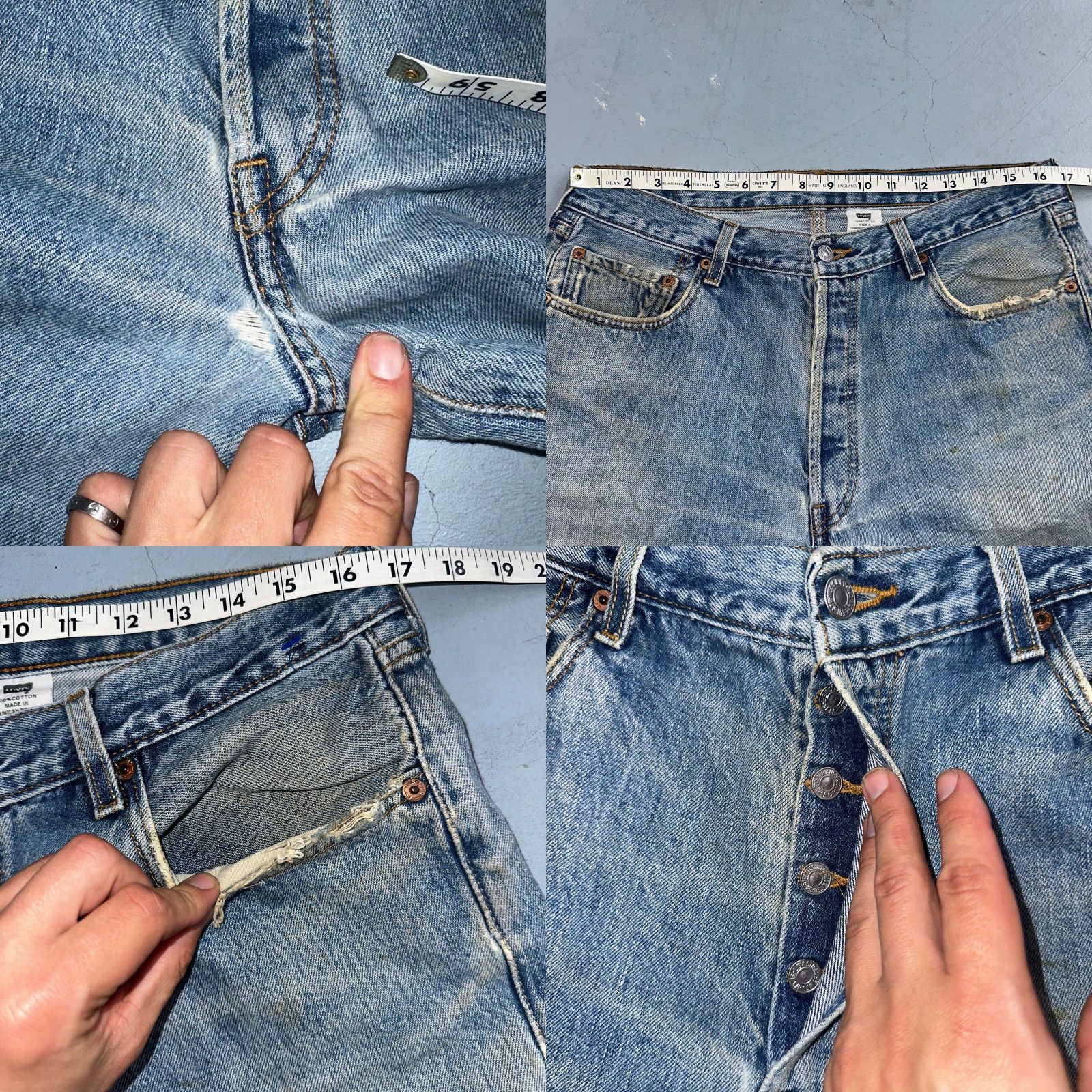 Levi's VINTAGE Levi's 501 XX Straight Leg Jeans Blue Light Wash 36x32 90s Mens Size US 36 / EU 52 - 8 Thumbnail