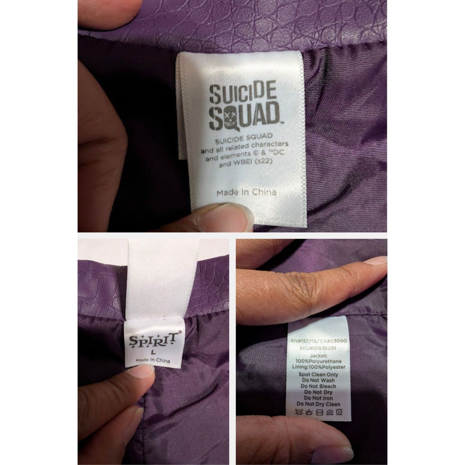 Unknown London Suicide Squad Joker Purple Faux Leather Coat Men's L USED Size US L / EU 52-54 / 3 - 7 Thumbnail
