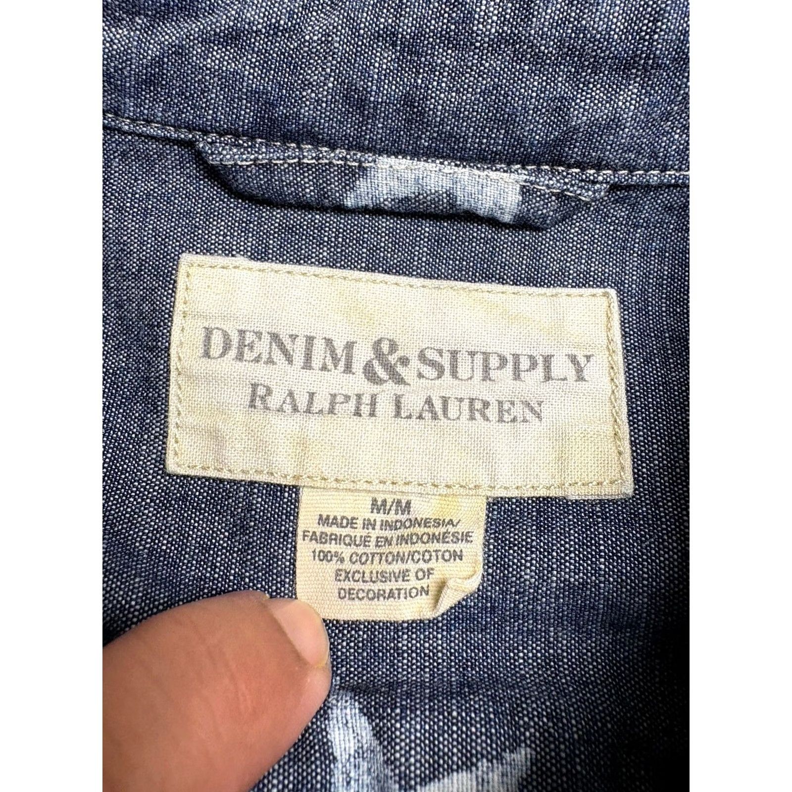 Ralph Lauren Denim & Supply Ralph Lauren Shirt Mens Medium Chambray Patriotic Stars Blue Button-Up Shirt Size US M / EU 48-50 / 2 - 4 Thumbnail