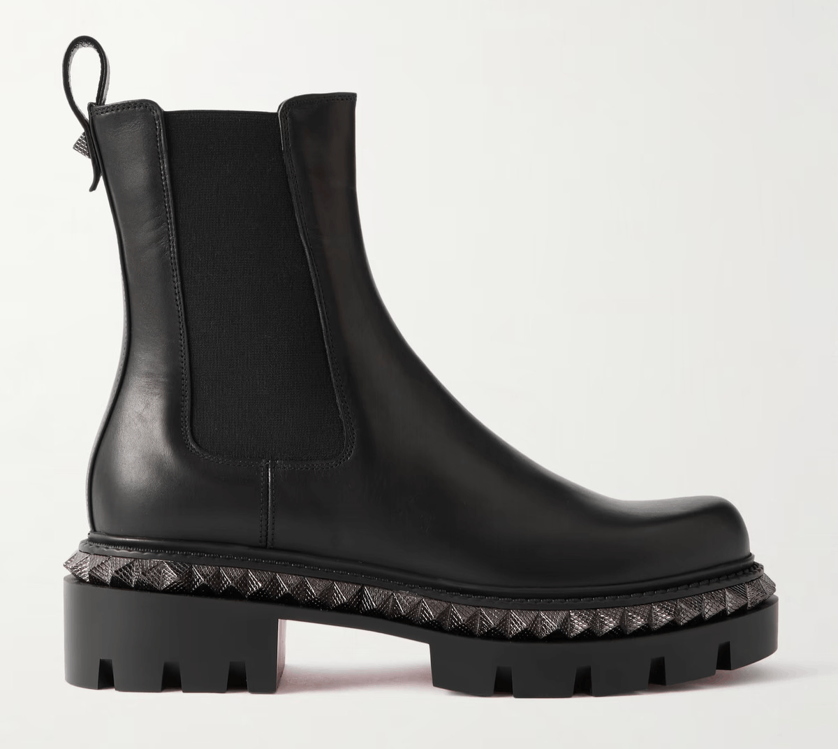Christian Louboutin St Emilia Pyraclou Flat Black Calf Chelsea Lug Ankle Boot 37 Size US 7 / IT 37 - 3 Thumbnail