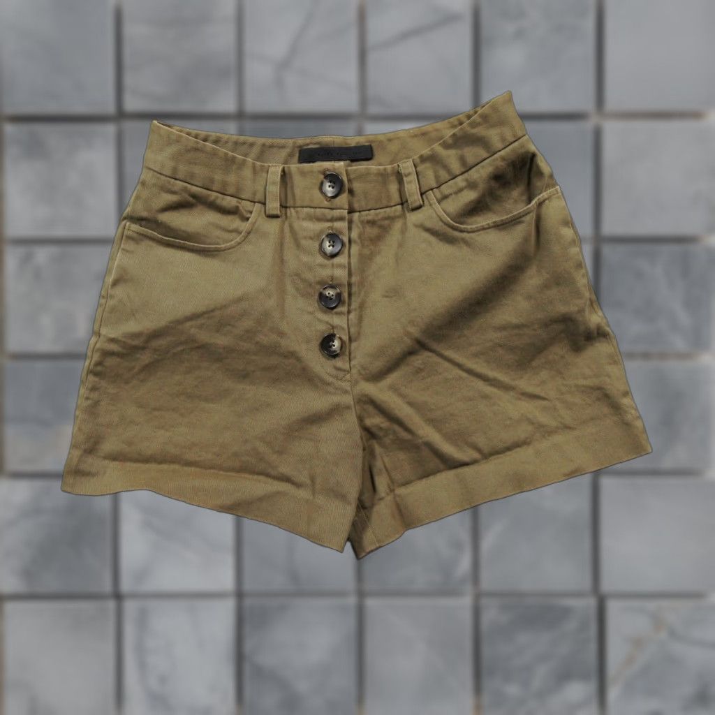 Vintage Jenny Kayne Shorts Womens 2 Green 3.5" Inseam Exposed Buttons Stretch Casual Chino Pockets 2-Button Rise Mid Vintage No Mens Womens Size 26" / US 2 / IT 38 - 1 Thumbnail