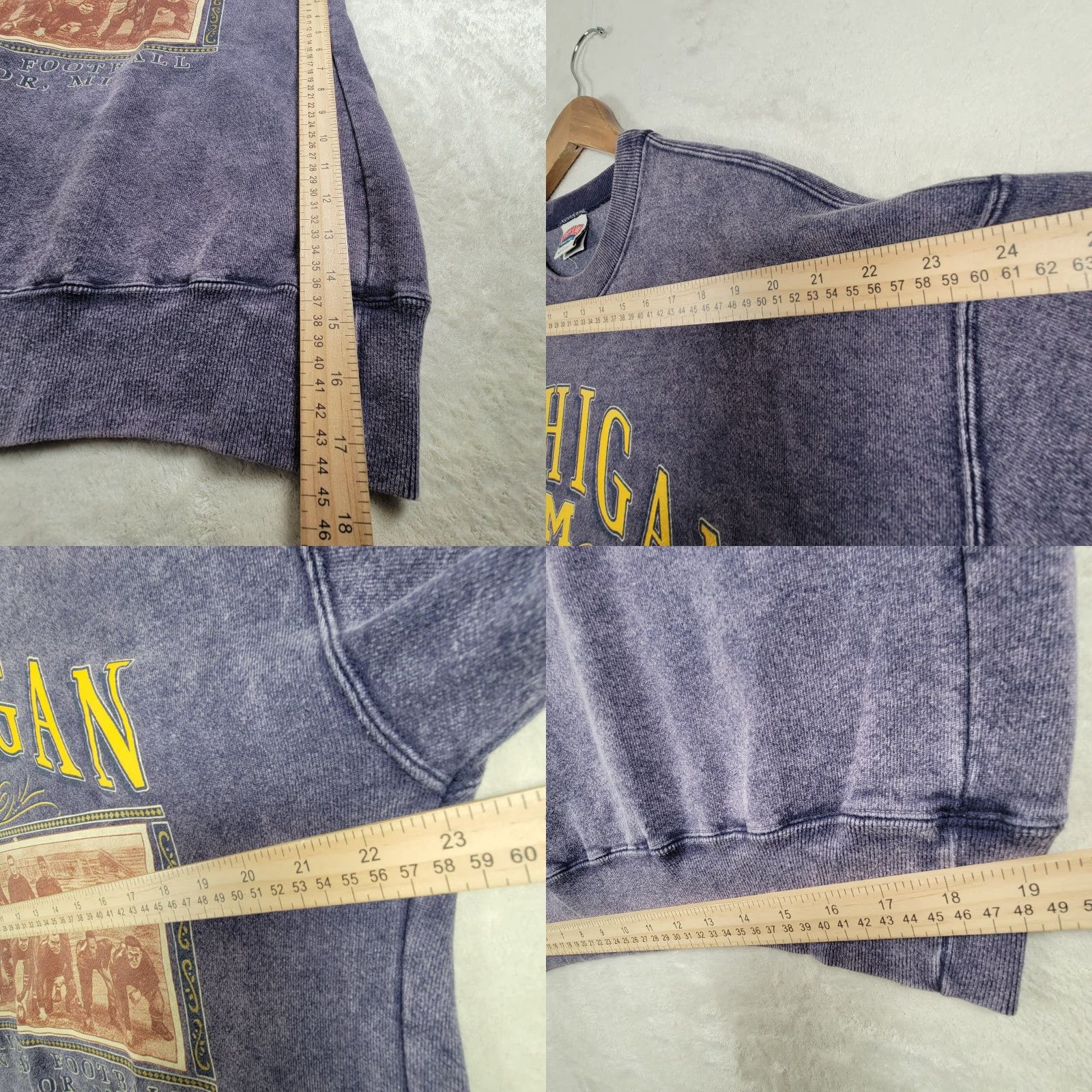 Nutmeg VINTAGE University of Michigan Wolverines Gray Long Sleeve Mens L NutMeg Logo Pullover Shirt/ Sweatshirt Size US L / EU 52-54 / 3 - 8 Thumbnail