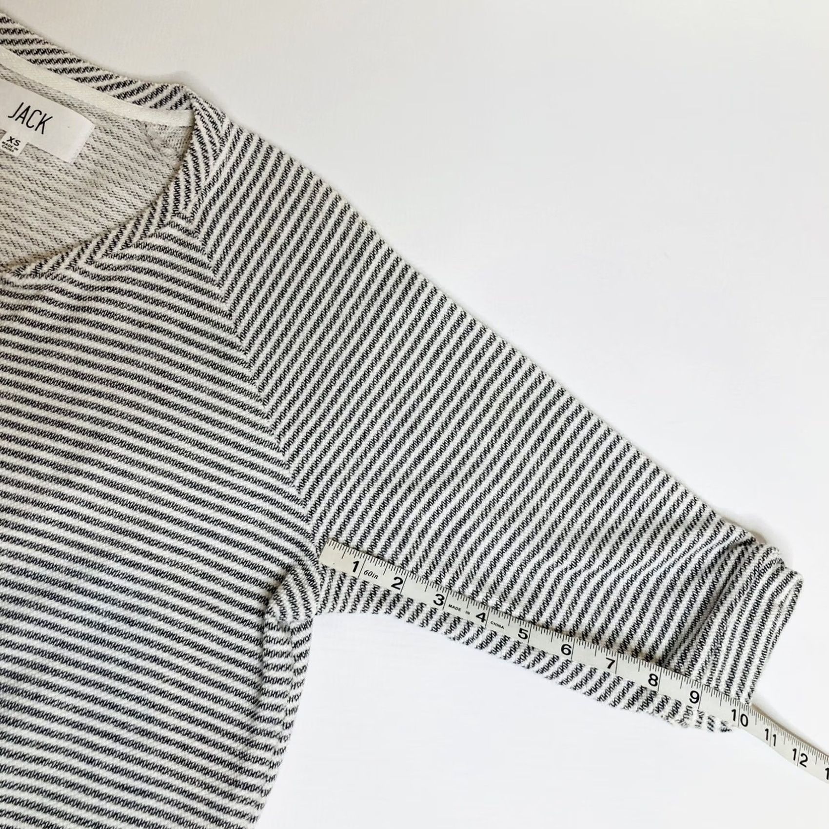 BB Dakota BB Dakota JACK Jacket Women's XS Striped Terry Knit Pockets Zip Mid-Length Black White, Knit, 100% Cotton, Casual Fashion, Jacket, Women, XS Size XS / US 0-2 / IT 36-38 - 6 Thumbnail