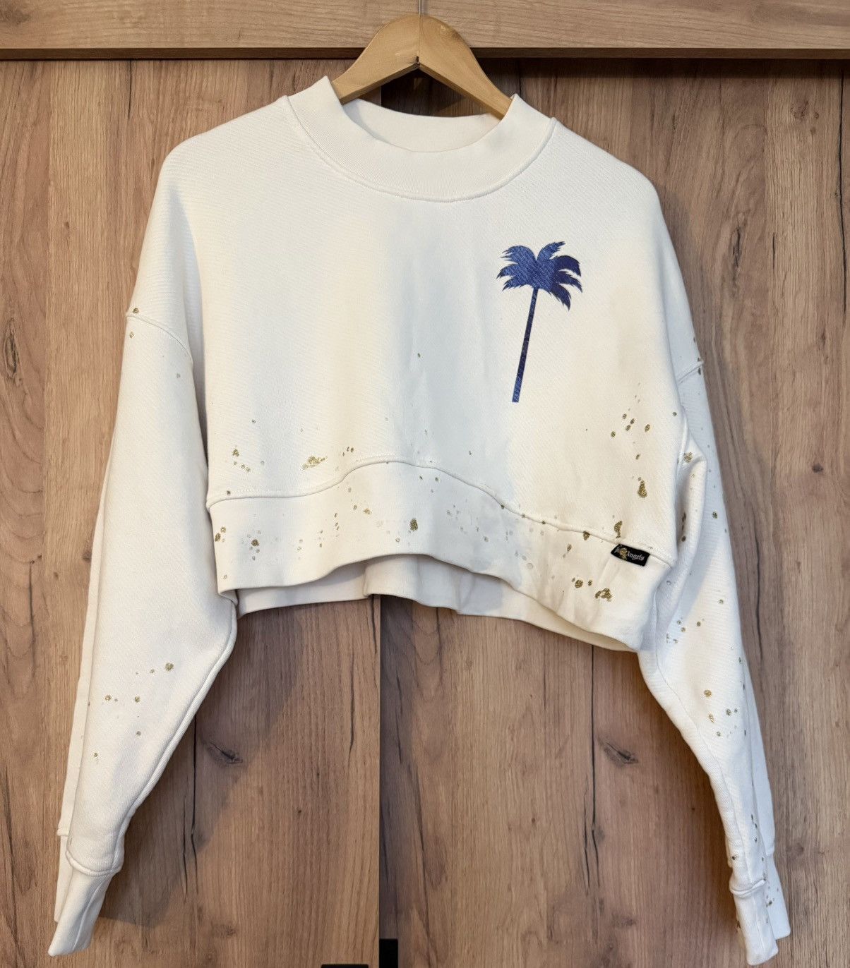 Palm Angels Palm Angels – Painted Cropped Crew Neck Sweat – M (495€) Size M / US 6-8 / IT 42-44 - 2 Thumbnail