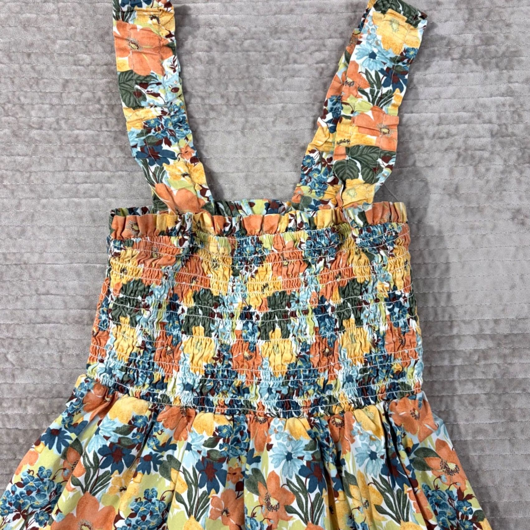 Abercrombie & Fitch VINTAGE Abercrombie & Fitch Floral Smocked Mini Dress Yellow Orange Blue Ruffle Size MT Size M / US 6-8 / IT 42-44 - 4 Thumbnail