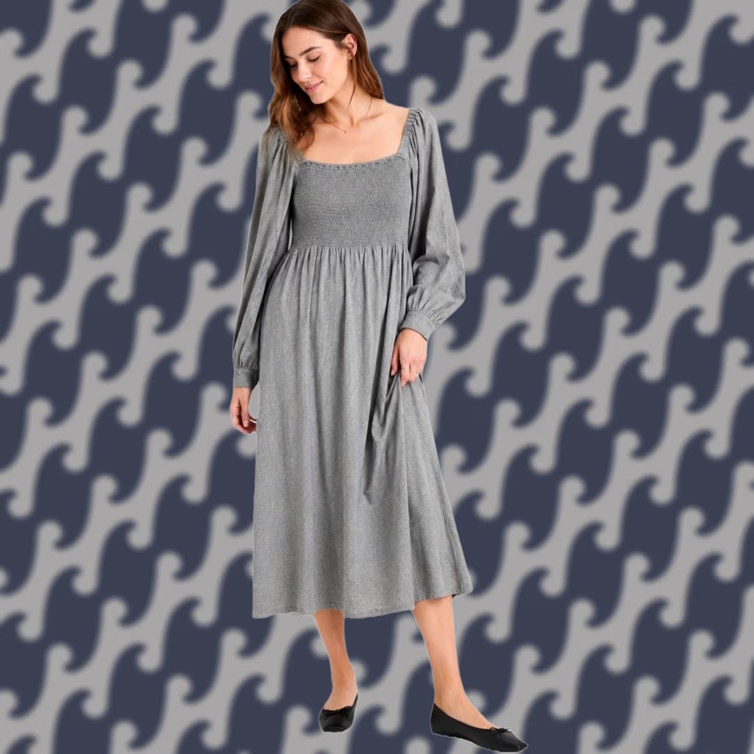 Madewell Madewell Women’s XXL Gray Smocked Midi Dress Puff Sleeve Prairie Cottagecore Size XXL / US 16-18 / IT 52-54 - 1 Thumbnail