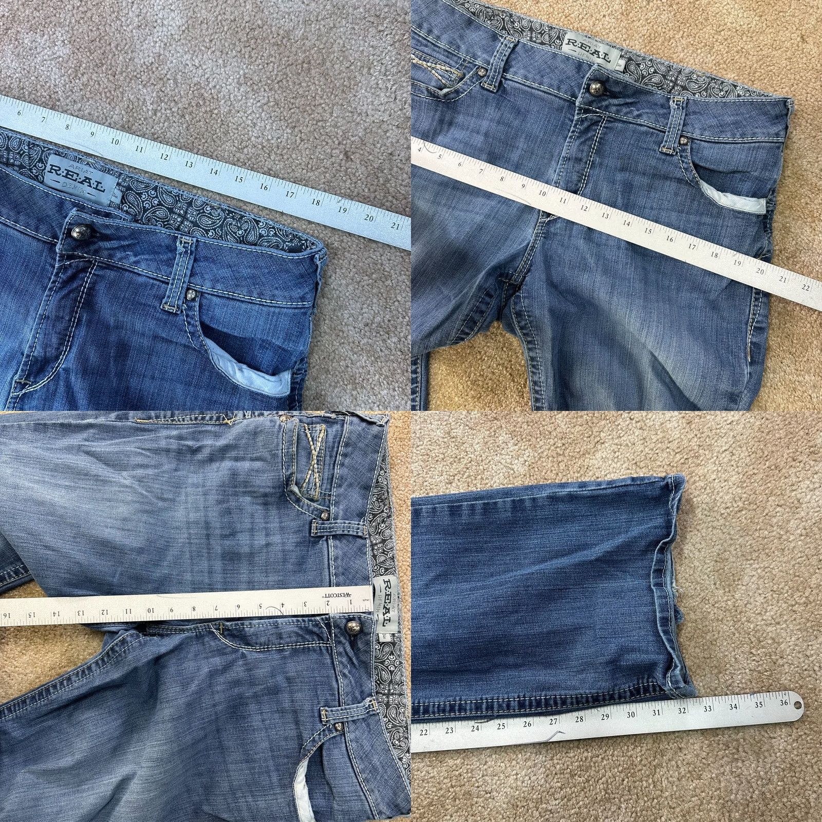 Ariat Ariat REAL DENIM Jeans Womens 34 Blue Stretch Bootcut 5-Pocket Regular Mid Rise From Mexico Mens? Womens Size 24" / US 00 / IT 34 - 9 Thumbnail