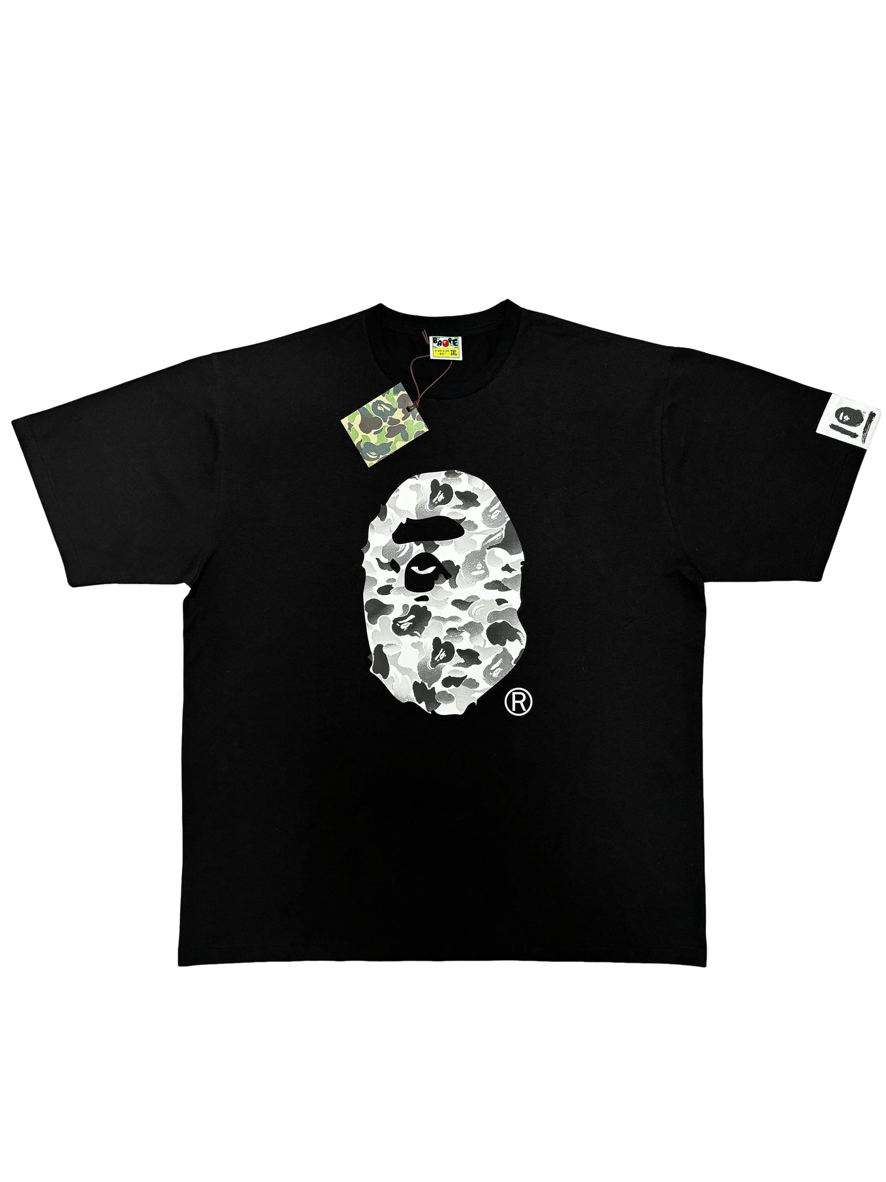 Bape Bape Space Camo Ape Face On Bapesta Tee Black | Grailed
