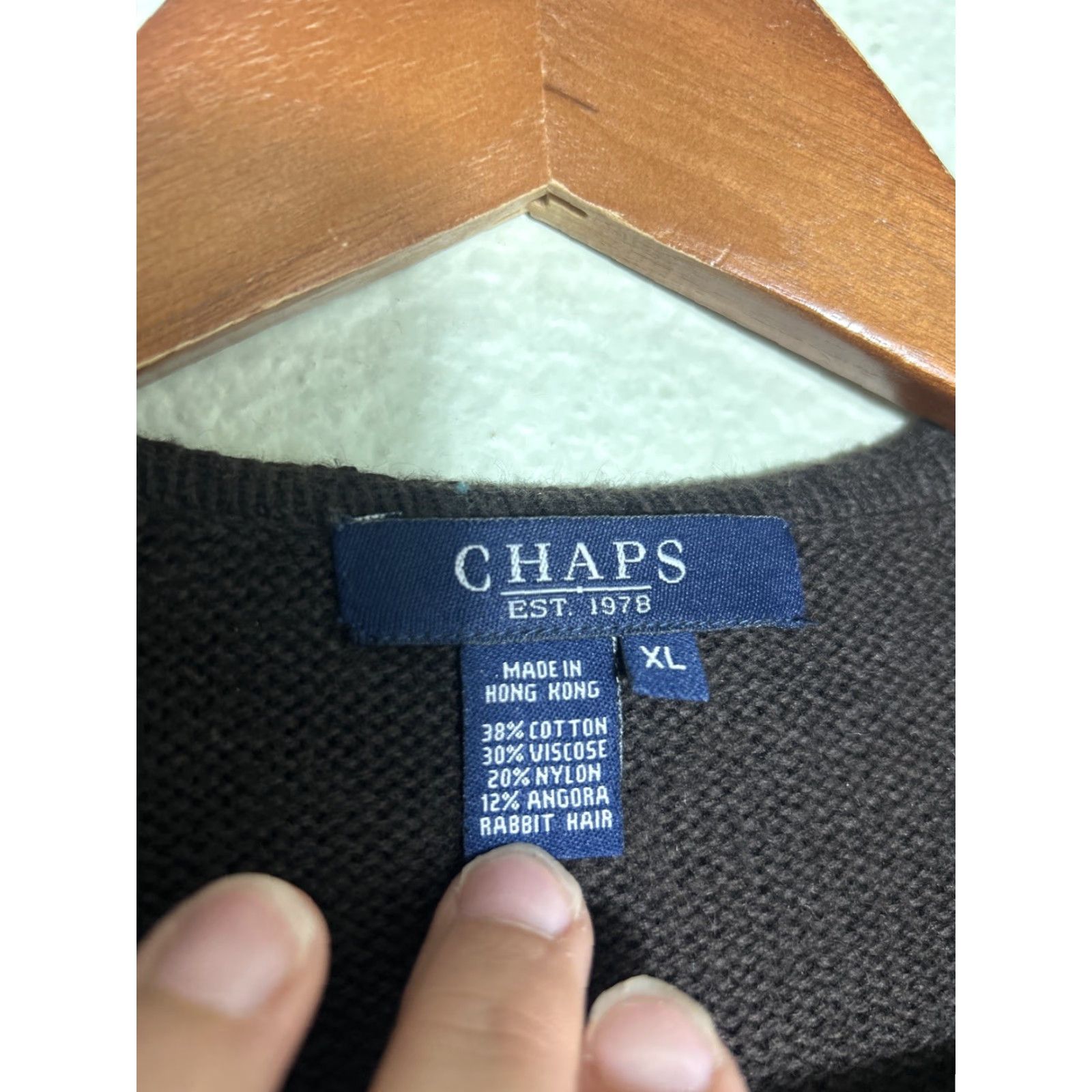 Chaps Chaps Cardigan Womens XL Brown Cotton Nylon Viscose Angora Pullover Sweater Size XL / US 12-14 / IT 48-50 - 6 Thumbnail