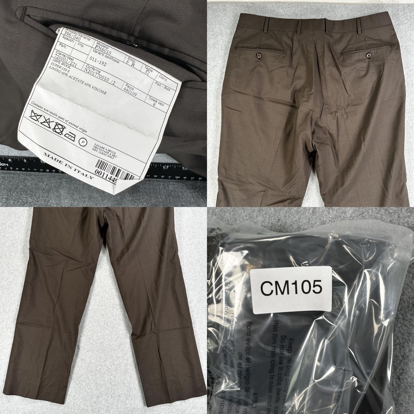 Vintage Belvest Dress Pants Mens 36x29 Brown Wool Flat Front Suit Trousers Made Italy Dress Pants Mens 36 Brown Wool Flat Front Suit Trousers Made Italy Size 36R - 8 Thumbnail