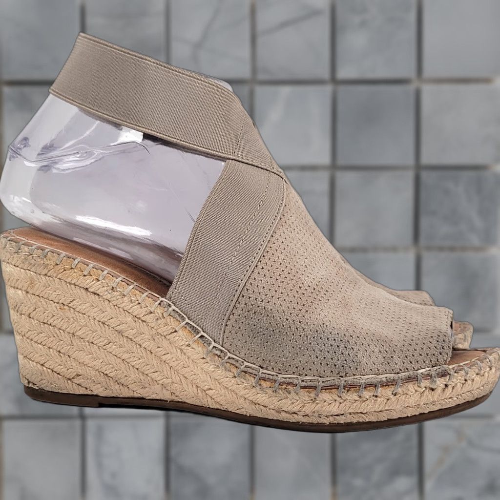 Vintage Gentle Souls by Kenneth Cole Sandal M Womens Espadrille Wedge Beige Leather Buckle Comfort 6/36 Size US 6 / IT 36 - 1 Thumbnail