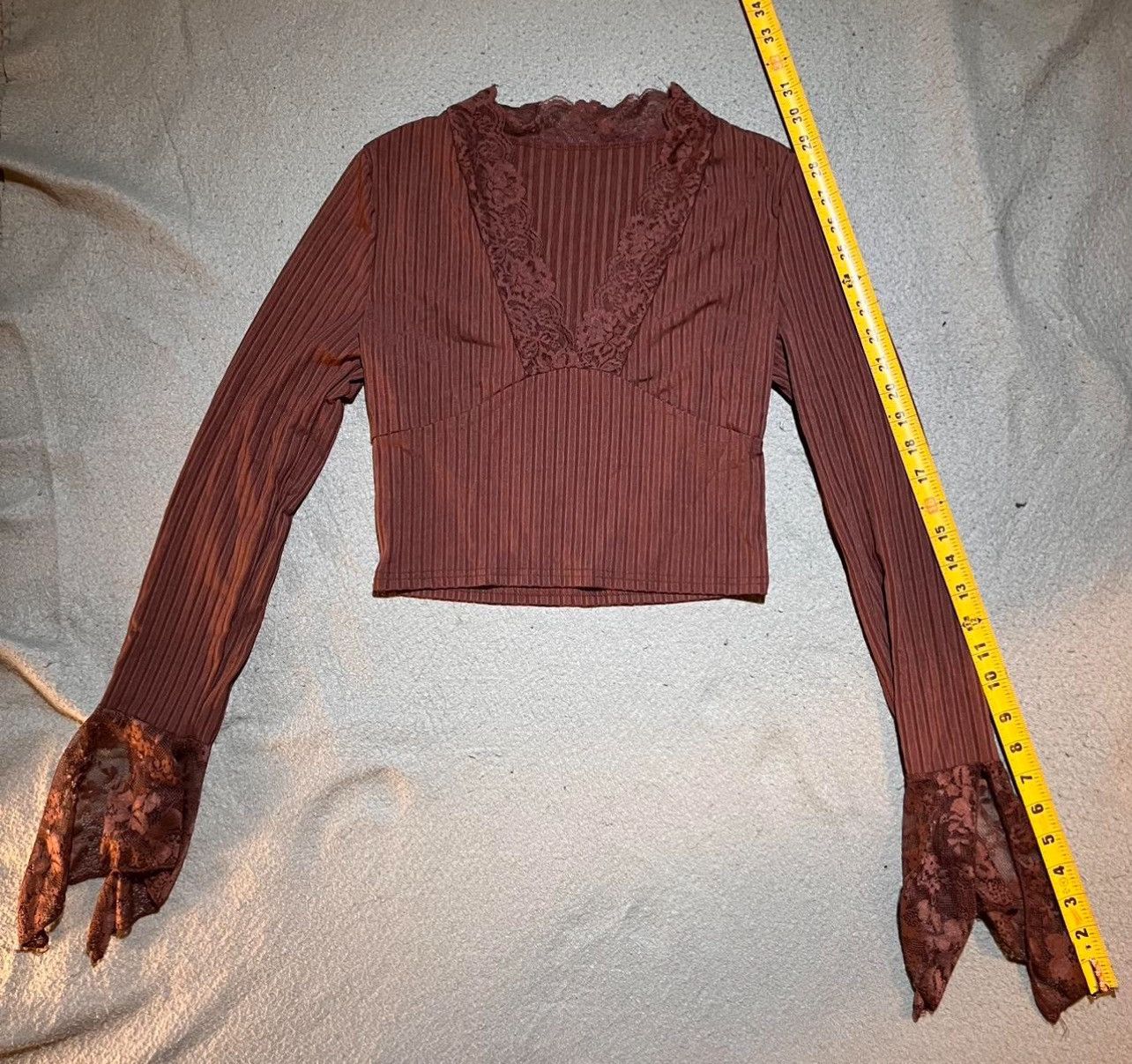 Shein Brown long sleeve top with lace sleeves Size M / US 6-8 / IT 42-44 - 3 Thumbnail