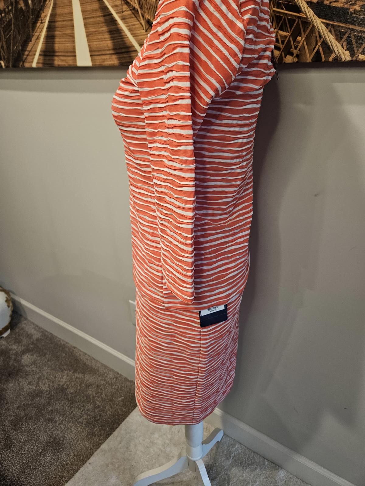 Designer Nwt Doncaster 2 Piece Orange Textured Skirt Set #265 Size S / US 4 / IT 40 - 2 Thumbnail