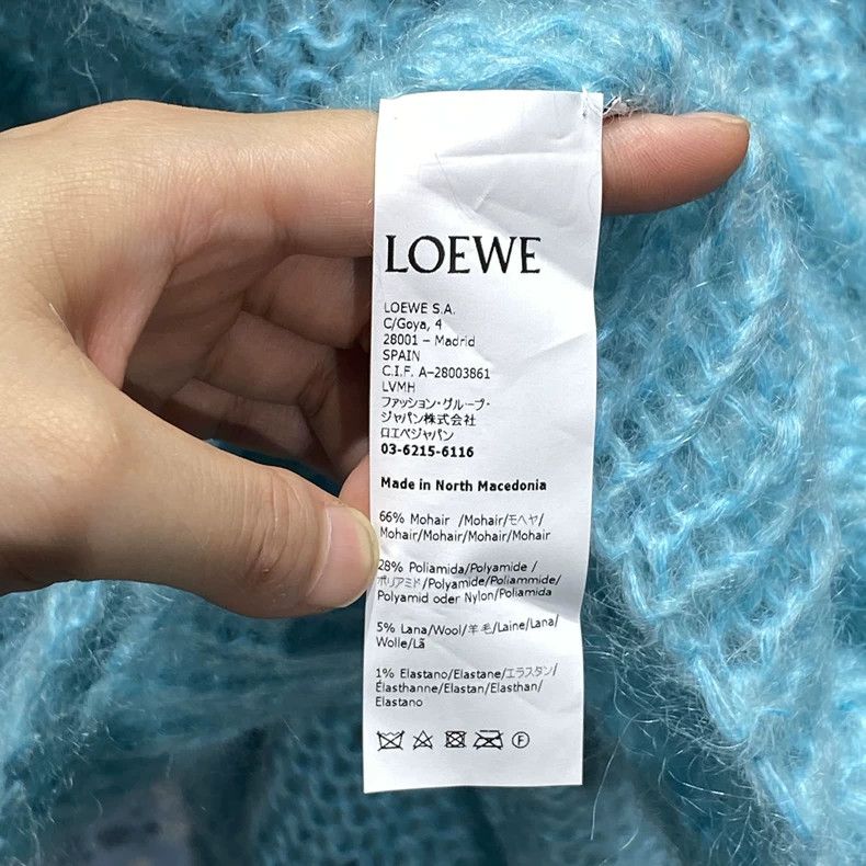 Loewe LOEWE Blue hollow chest logo horsehair knit sweater Size S / US 4 / IT 40 - 4 Thumbnail