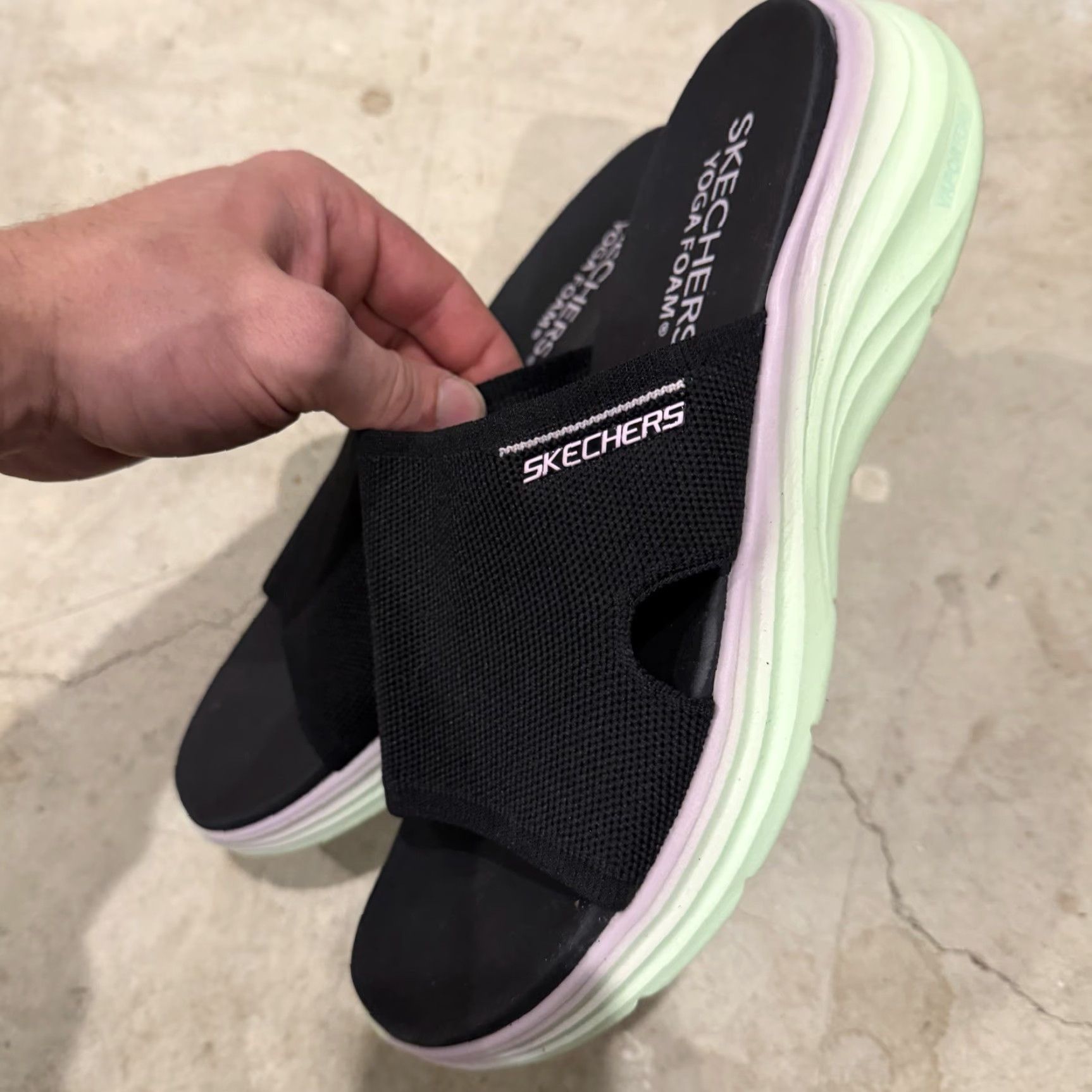 SKECHERS Skechers Vapor Foam Ombre Knit Foam Slides Black/Multi Womens Size 10 Slide M Adult Women Size US 7 / IT 37 - 5 Thumbnail