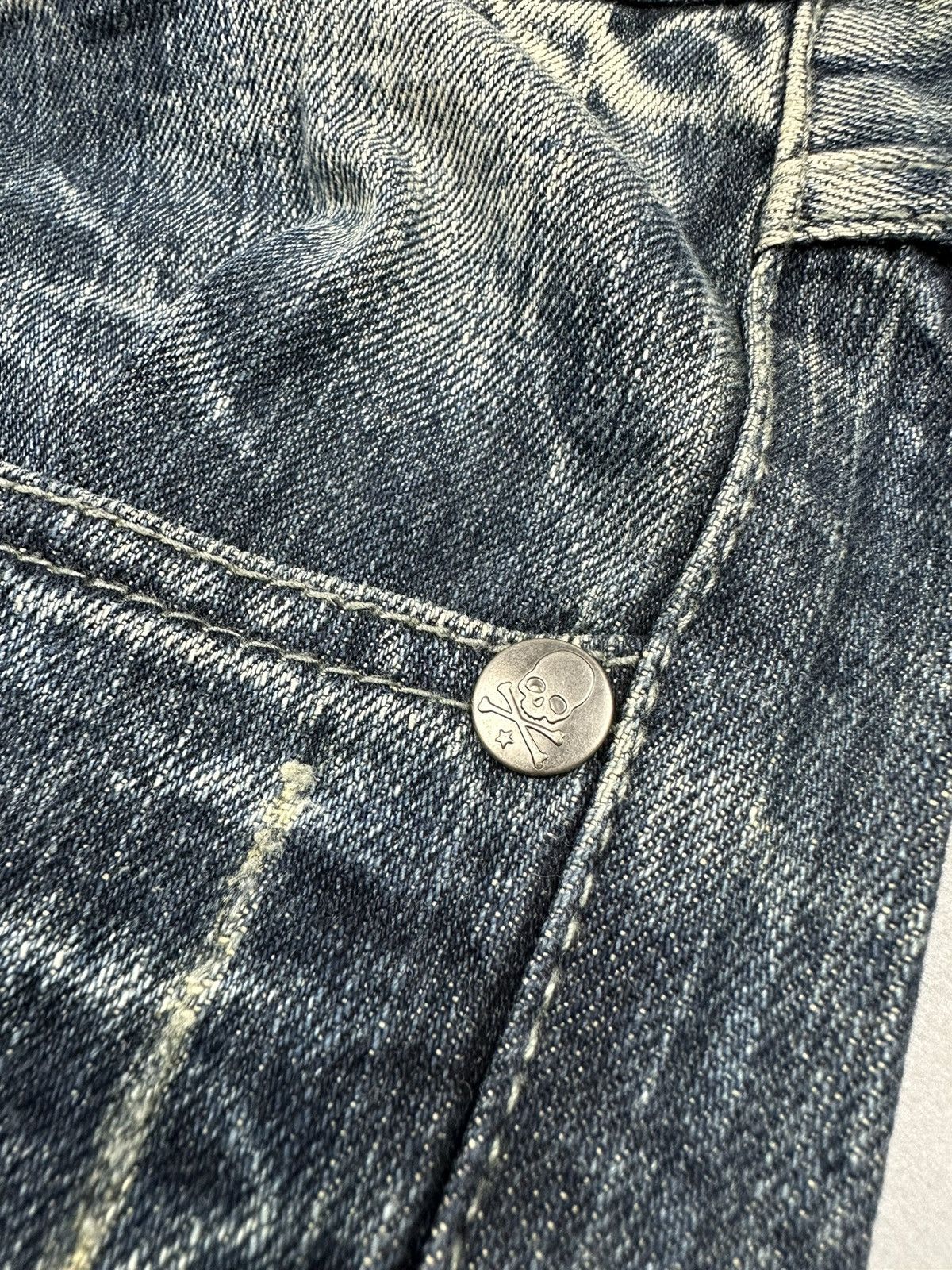 If Six Was Nine Distressed Flared Denim Jack Serika Britain Skull Bones Size US 34 / EU 50 - 9 Thumbnail