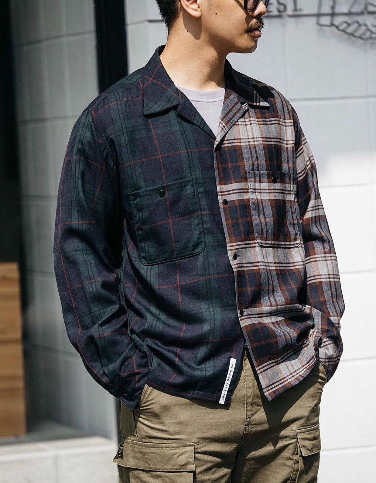 Nanamica wool patchwork plaid shirt jacket Size US L / EU 52-54 / 3 - 1 Thumbnail