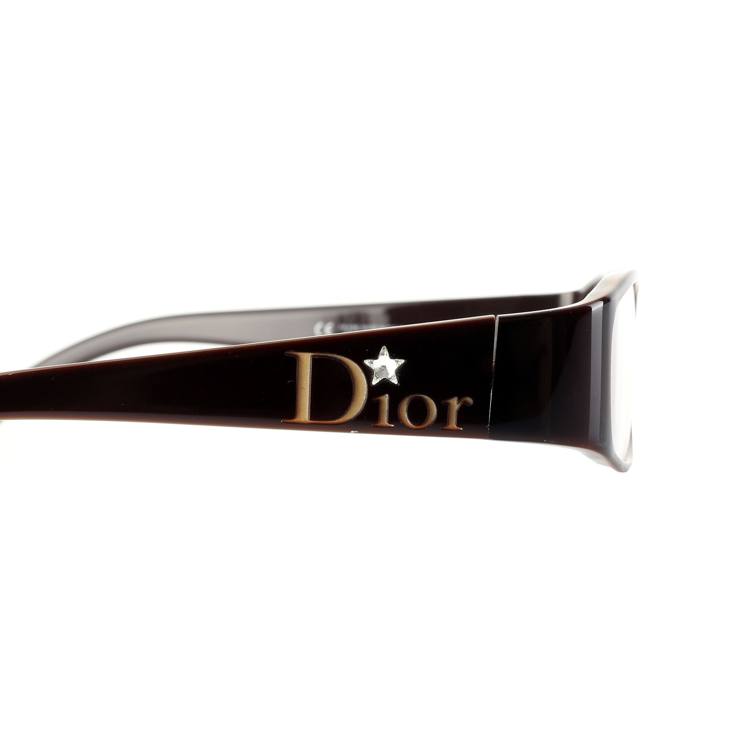 Dior Christian Dior '00s Brown Crystal Star Flat Glasses Size ONE SIZE - 1 Thumbnail