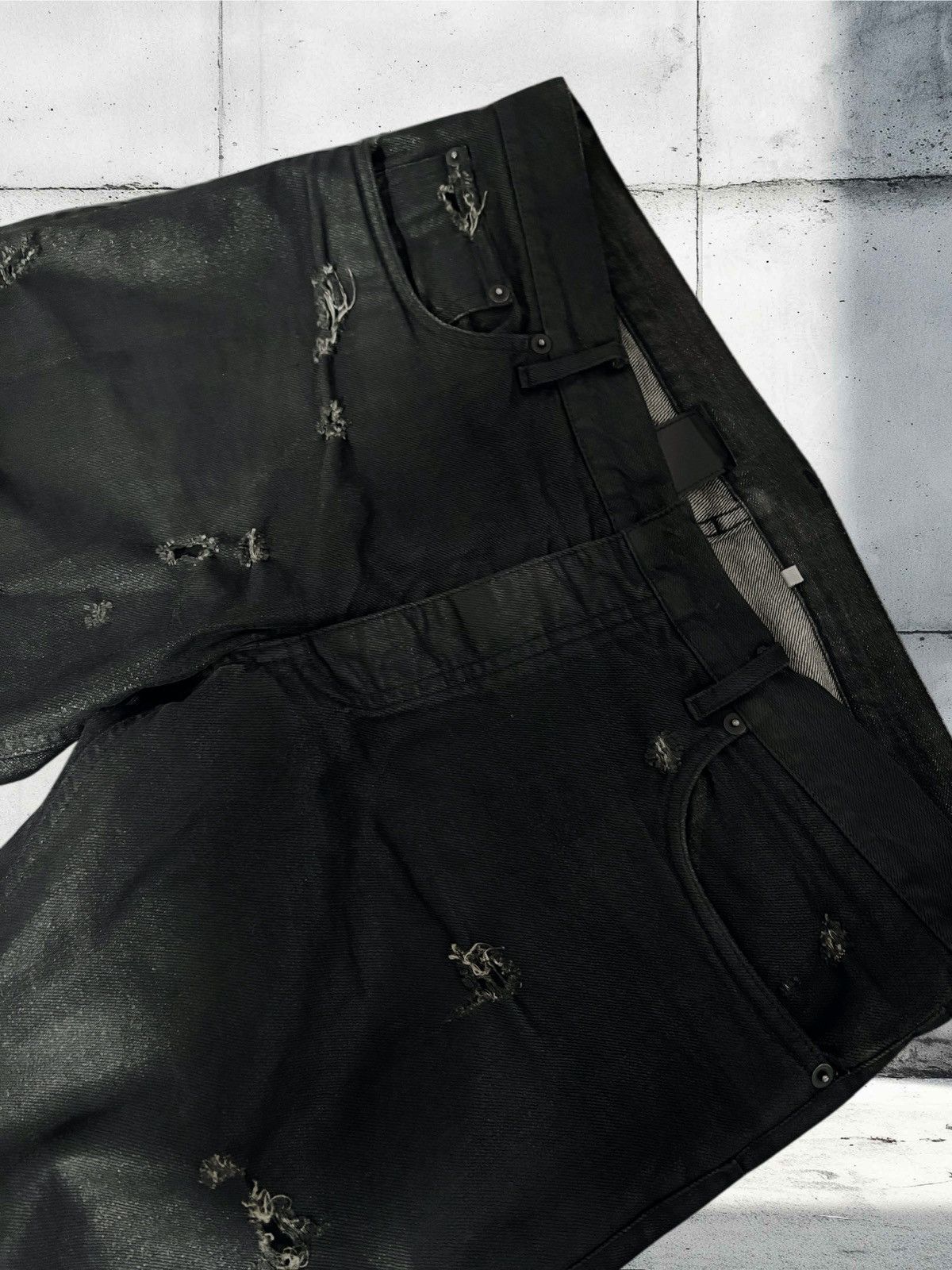 Dior Dior Homme SS04 destroyed waxed strip denim Size US 34 / EU 50 - 8 Thumbnail