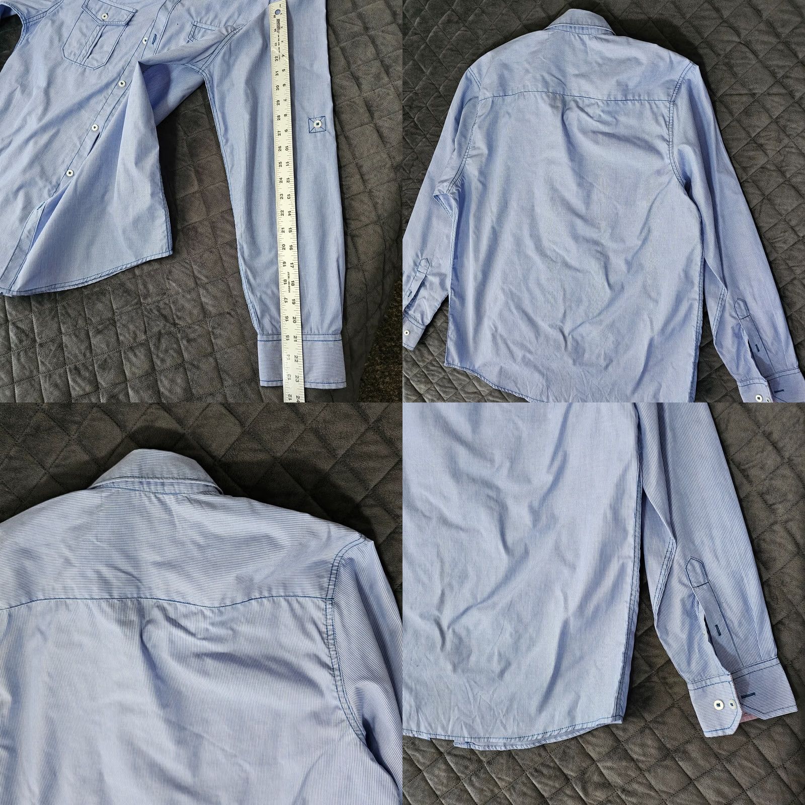 Vintage Michael Brandon Mens Button-Down Shirt M Blue Striped Cotton Long Sleeve Button-Up Collared Size US M / EU 48-50 / 2 - 8 Thumbnail