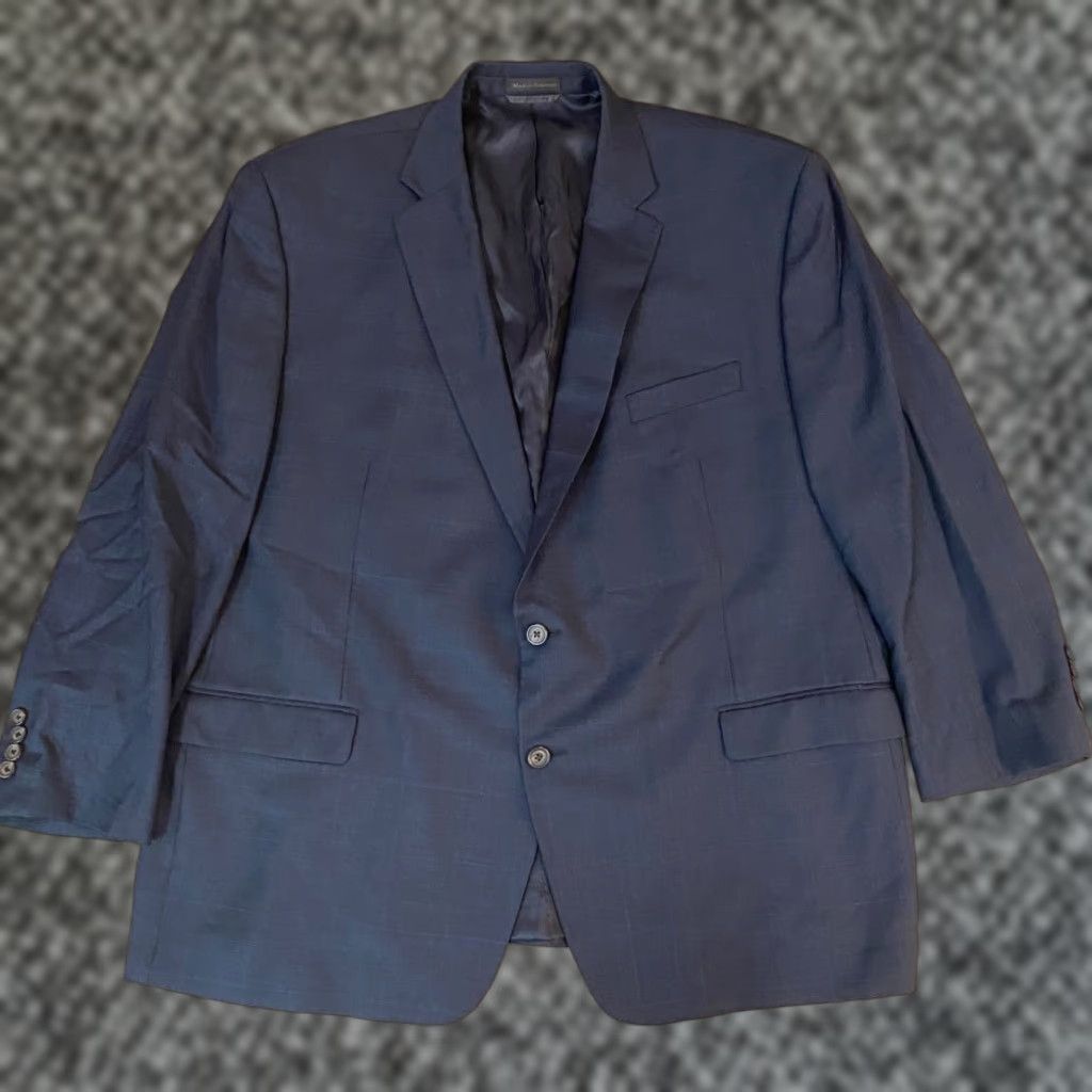Ralph Lauren Lauren Ralph Lauren Blazer Mens 50R Gray Blue Windowpane Plaid Wool Sport Jacket Size 50R - 1 Thumbnail