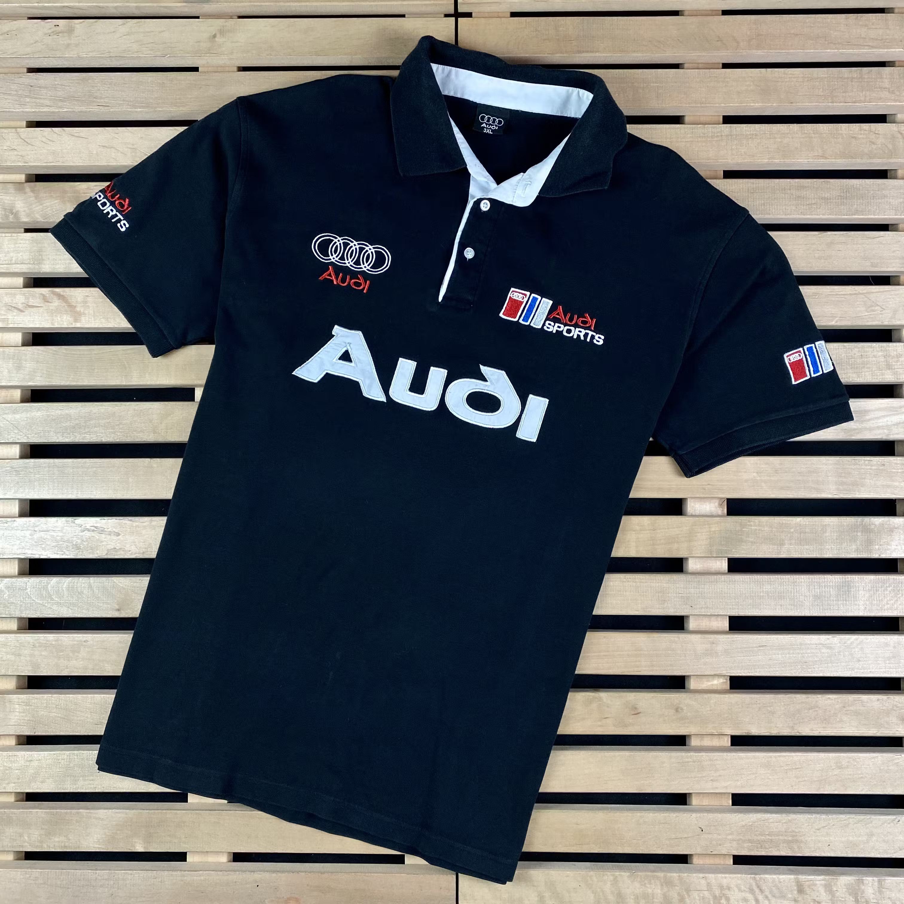 Audi × Vintage Men’s Racing Polo T-Shirt Audi Big Logo Size 3XL Size US XXL / EU 58 / 5 - 1 Thumbnail