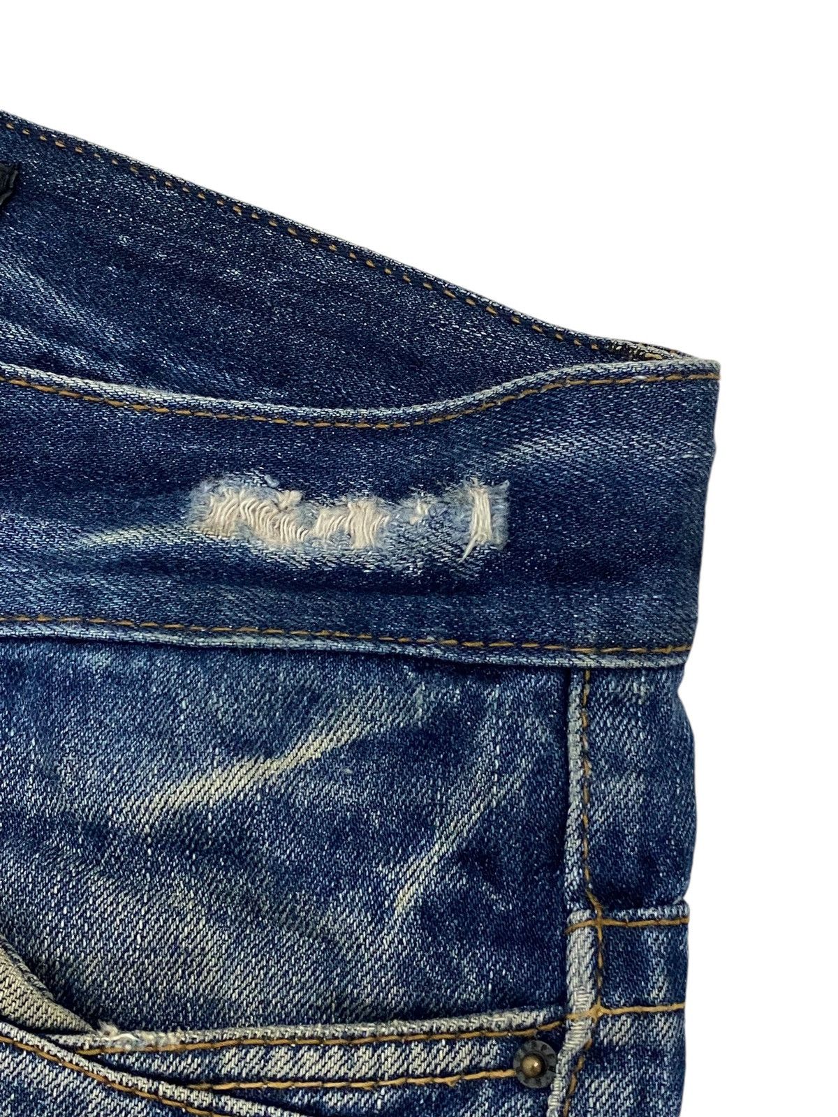 GOSTAR DE FUGA × Japanese Brand Flare Red Pepper Japan Denim Embroidery Mud Washed Distress Size US 32 / EU 48 - 16 Thumbnail