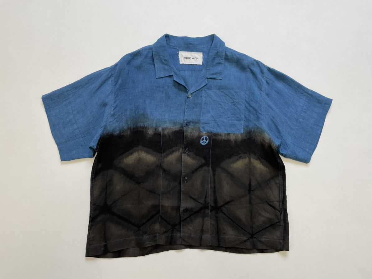 Story Mfg. Blue/Black ‘Peace Tie Dye’ Print Shirt Size US L / EU 52-54 / 3 - 2 Thumbnail