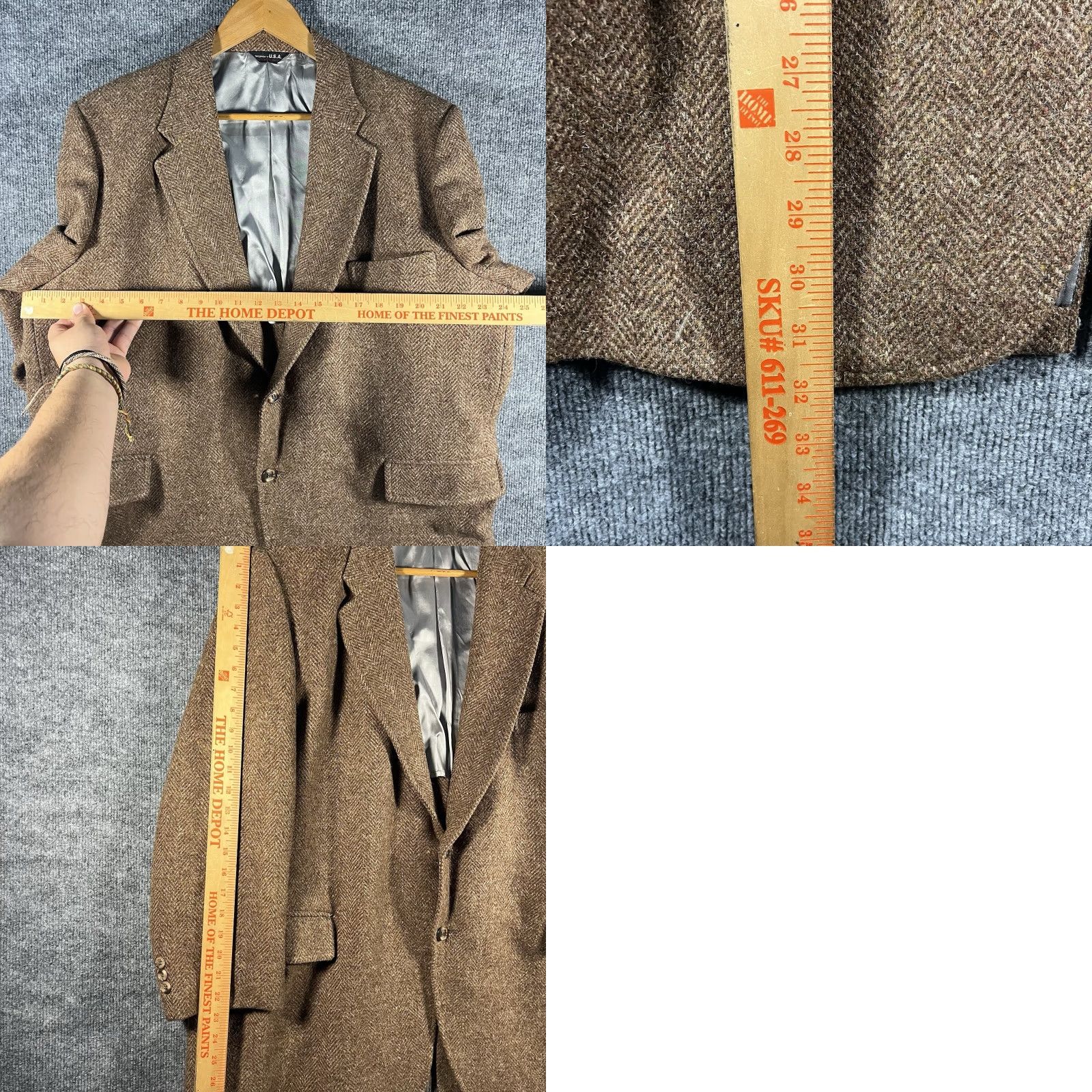 Vintage VINTAGE Woolrich Harris Tweed Sport Coat Blazer Wool Mens Large Brown Herringbone Woolrich Brand Tweed Blazer Mens- L Business Casual Size 42R - 8 Thumbnail