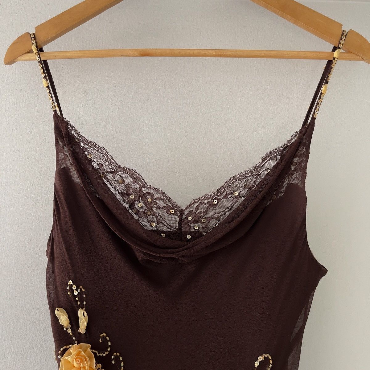 Other Vintage 1990s Silk Chiffon Brown Evening Gown (S–M) Size M / US 6-8 / IT 42-44 - 10 Thumbnail